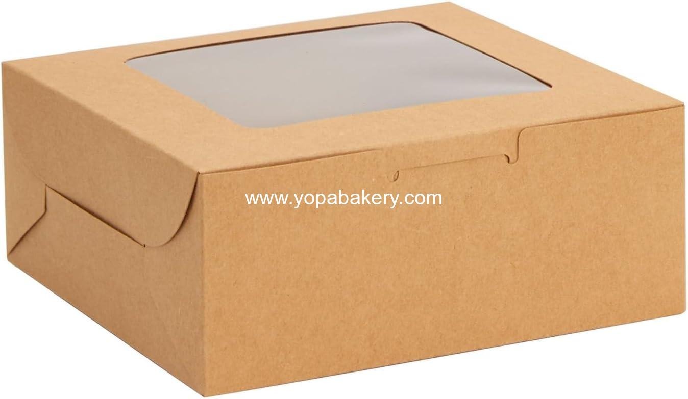 Wholesale Cookie Boxes with Window - 50-Pack, 6x6x2.5 in, Brown Paperboard - Bakery Boxes for Cookies, Cupcakes & Muffins Factory