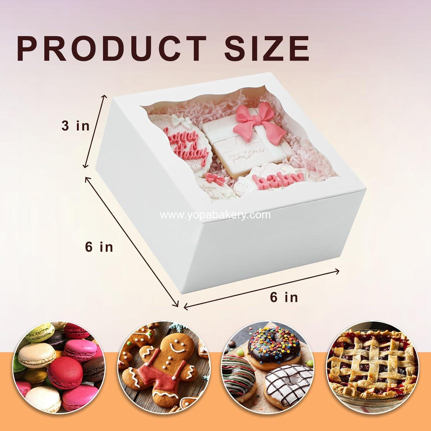 Wholesale 20 Pack Cookie Boxes 6x6x3 Inch Bakery Treat Boxes with Window for Macaron, Mini Cake, Chocolate Covered Strawberries, Pastry - Factory Wholesale 20 Pack Cookie Boxes 6x6x3 Inch Bakery Treat Boxes with Window for Macaron, Mini Cake, Chocolate Covered Strawberries, Pastry - Factory