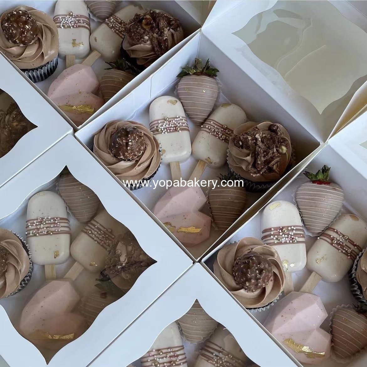 Wholesale 20 Pack Cookie Boxes 6x6x3 Inch Bakery Treat Boxes with Window for Macaron, Mini Cake, Chocolate Covered Strawberries, Pastry - Factory Wholesale 20 Pack Cookie Boxes 6x6x3 Inch Bakery Treat Boxes with Window for Macaron, Mini Cake, Chocolate Covered Strawberries, Pastry - Factory