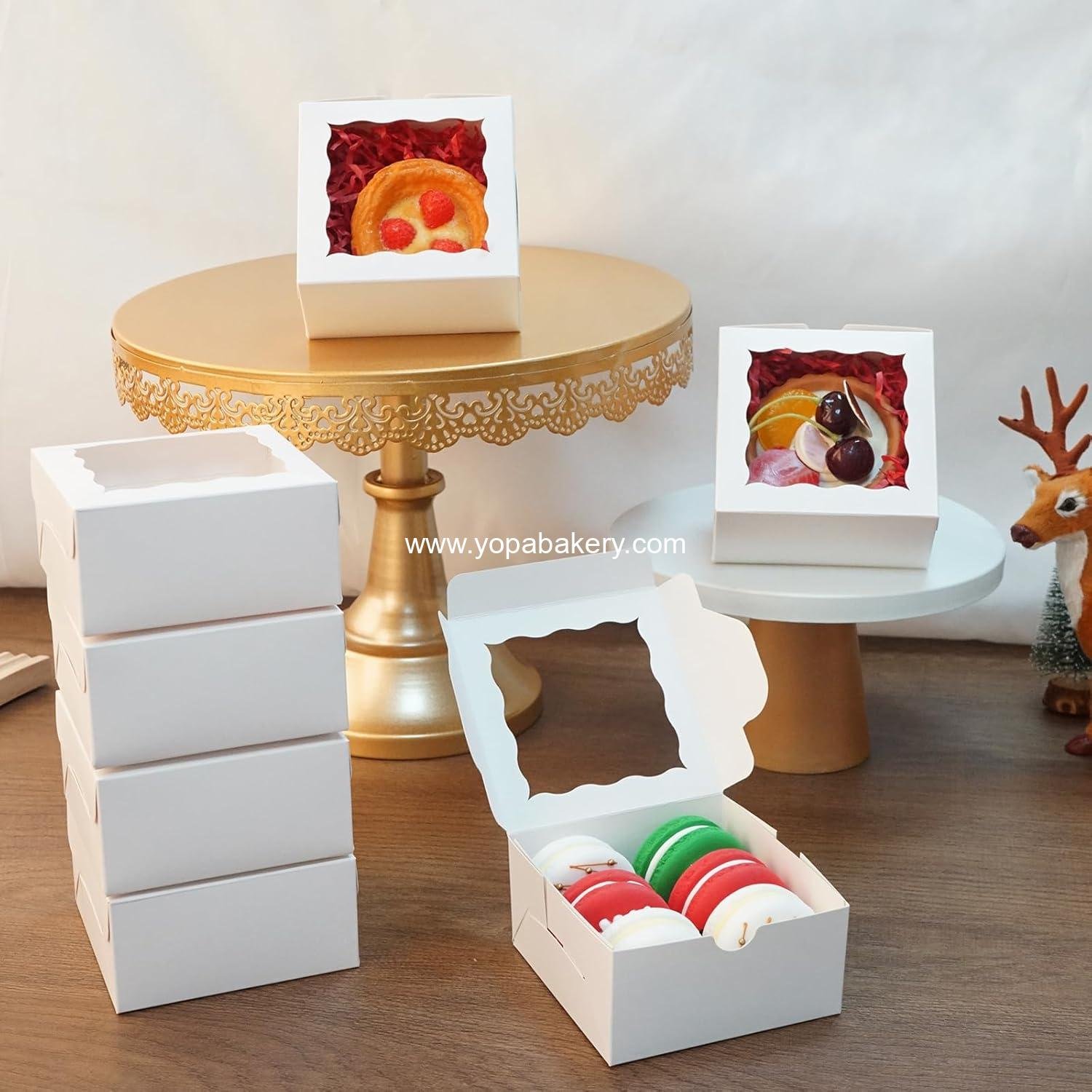 Wholesale 40pcs Cookie Boxes 4x4x2 Inch Bakery Boxes with Window for Desserts, Treats, Chocolate-Covered Strawberries, Wedding, and Birthday Parties - Factory