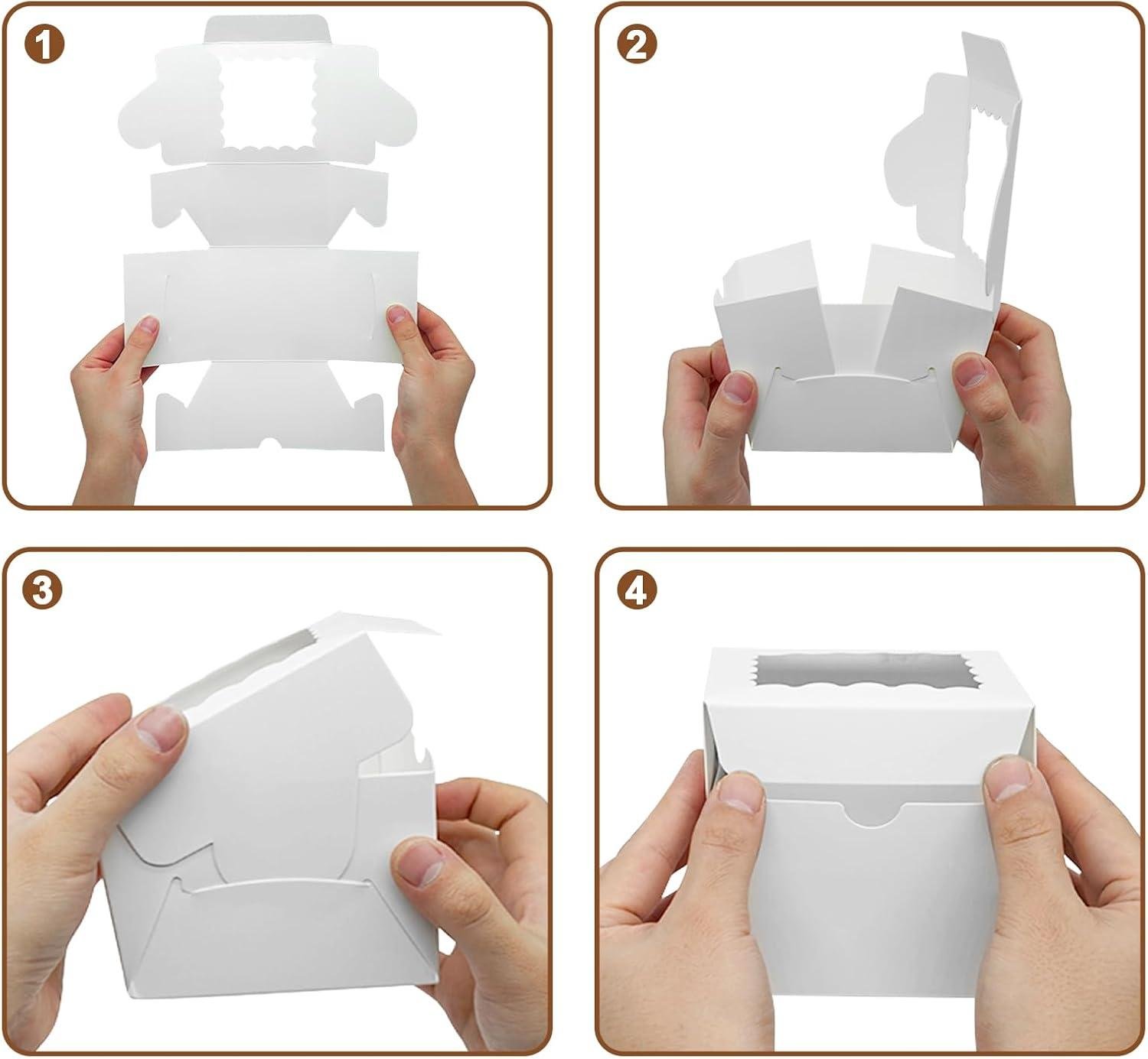 Wholesale 40pcs Cookie Boxes 4x4x2 Inch Bakery Boxes with Window for Desserts, Treats, Chocolate-Covered Strawberries, Wedding, and Birthday Parties - Factory