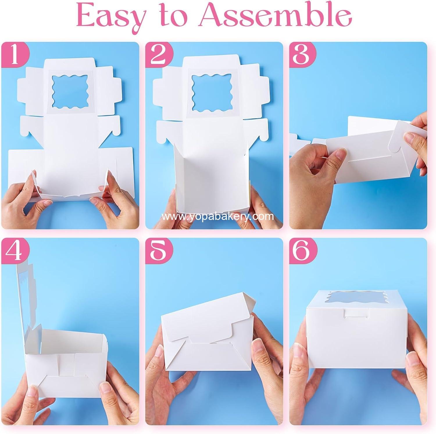 Wholesale 30pcs White Cookie Boxes with Window, 4x4x2.5 Inches Small Bakery Boxes with Stickers for Mini Cakes, Macarons, Cupcakes, Treats, Desserts, Candy, Donuts, Cookies, Strawberries, Chocolate Factory