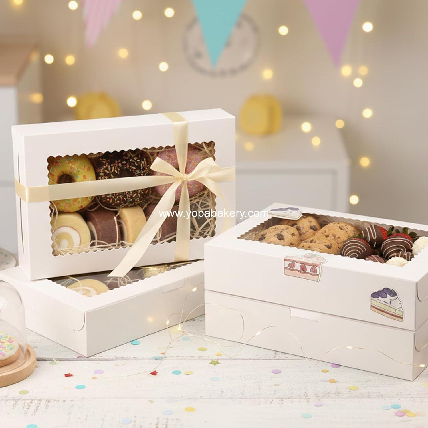 Wholesale 48 Pack Cookie Boxes with Window, 12x8x2.5 Inch Bakery Treat Boxes for Christmas Gifts, Desserts, Donuts, Pastries - Factory Wholesale 48 Pack Cookie Boxes with Window, 12x8x2.5 Inch Bakery Treat Boxes for Christmas Gifts, Desserts, Donuts, Pastries - Factory