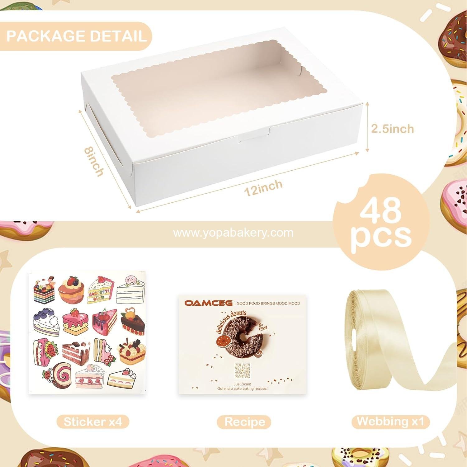 Wholesale 48 Pack Cookie Boxes with Window, 12x8x2.5 Inch Bakery Treat Boxes for Christmas Gifts, Desserts, Donuts, Pastries - Factory Wholesale 48 Pack Cookie Boxes with Window, 12x8x2.5 Inch Bakery Treat Boxes for Christmas Gifts, Desserts, Donuts, Pastries - Factory