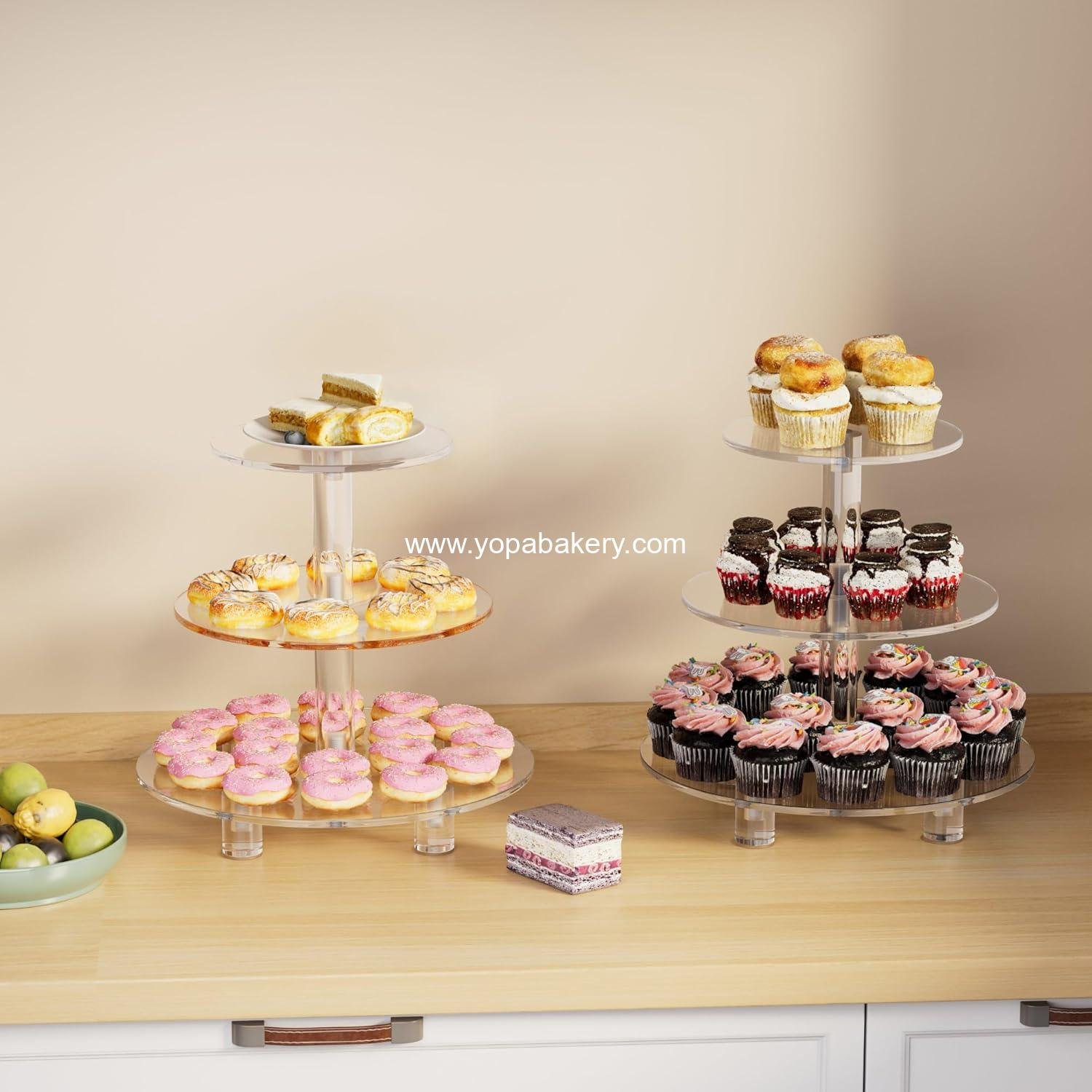 Wholesale 3 Tier Cupcake Stand - 4mm Thick Heavy Duty Acrylic Dessert Display Trays, 10