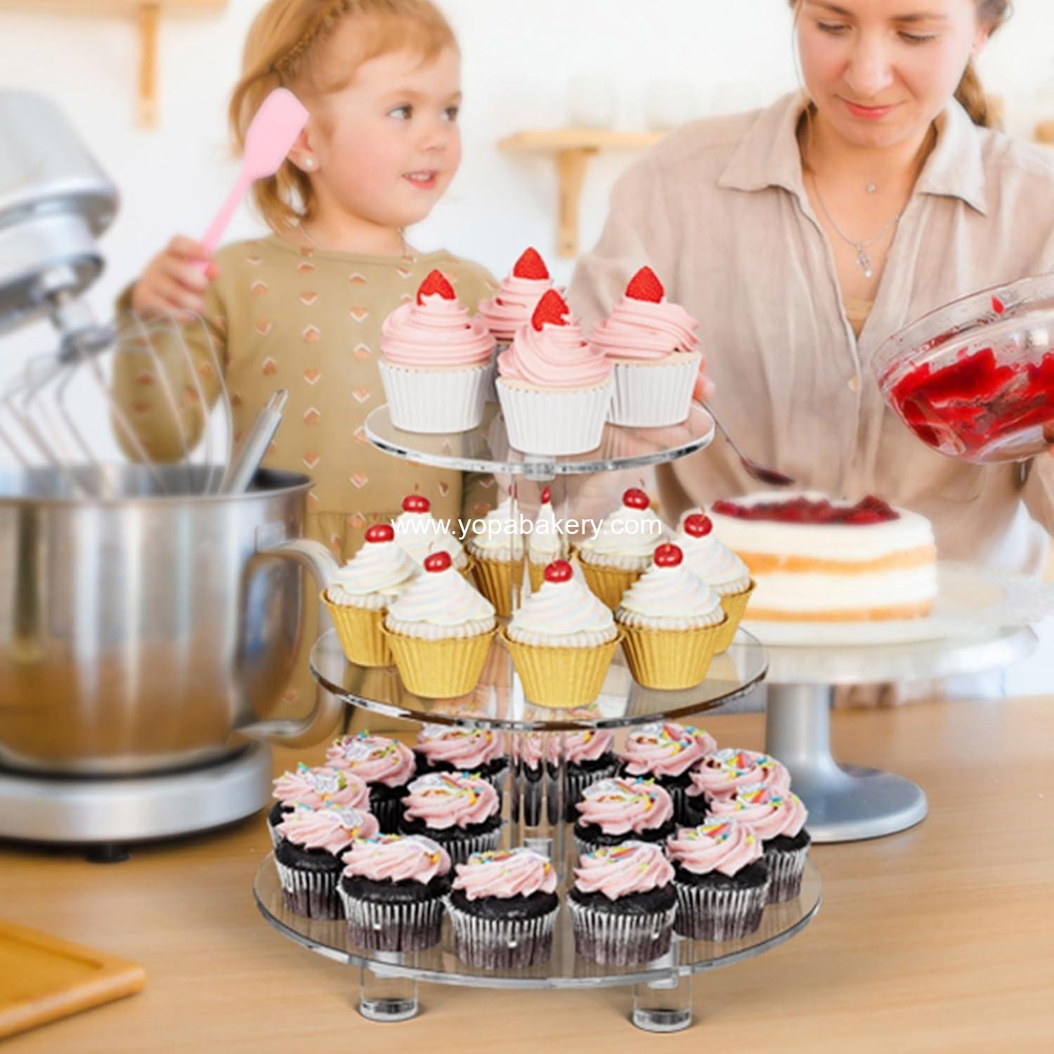 Wholesale 3 Tier Cupcake Stand - 4mm Thick Heavy Duty Acrylic Dessert Display Trays, 10