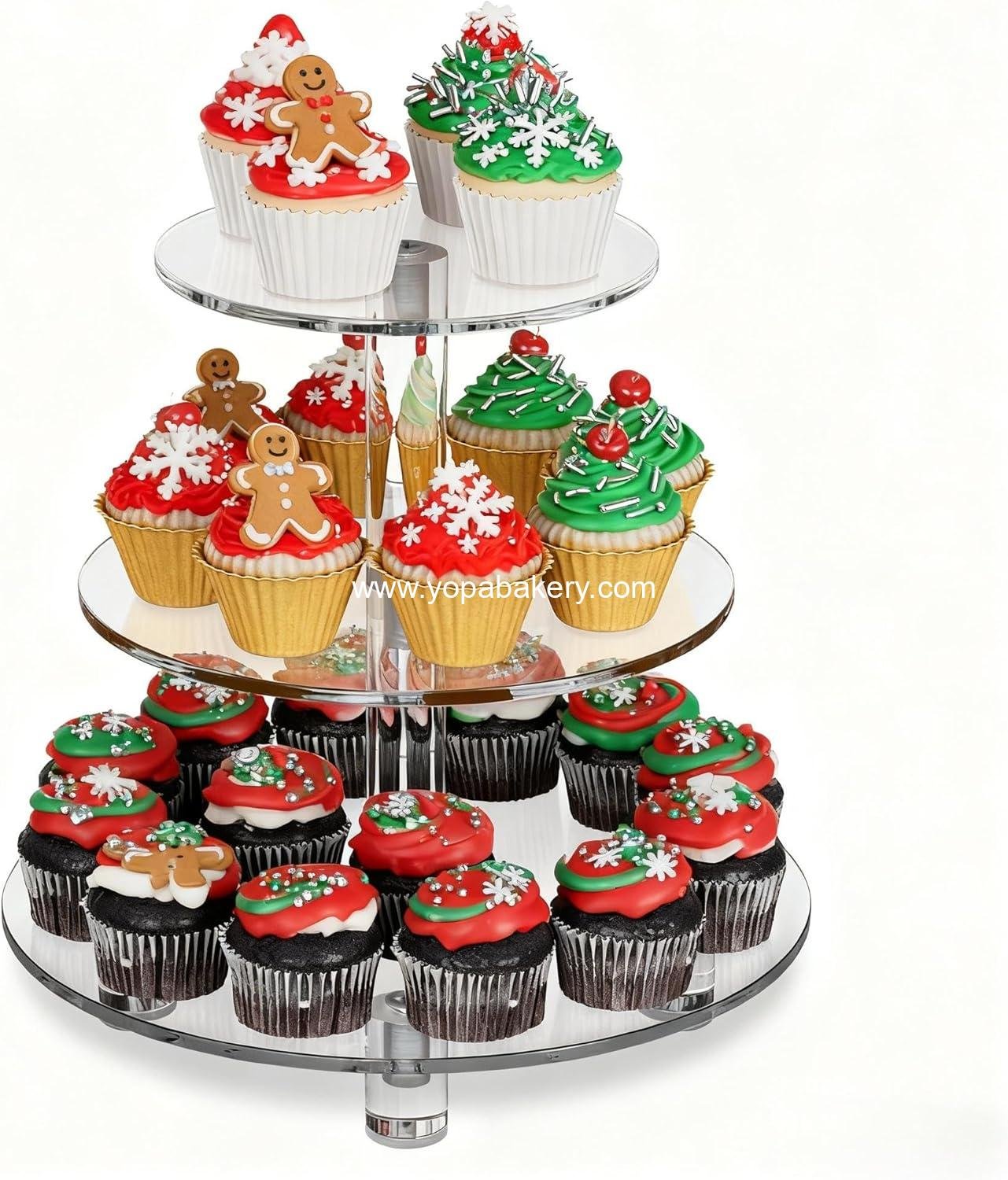 Wholesale 3 Tier Cupcake Stand - 4mm Thick Heavy Duty Acrylic Dessert Display Trays, 10" 8" 6" Round Cupcake Holder for Wedding, Party, Baby Shower, Event Factory