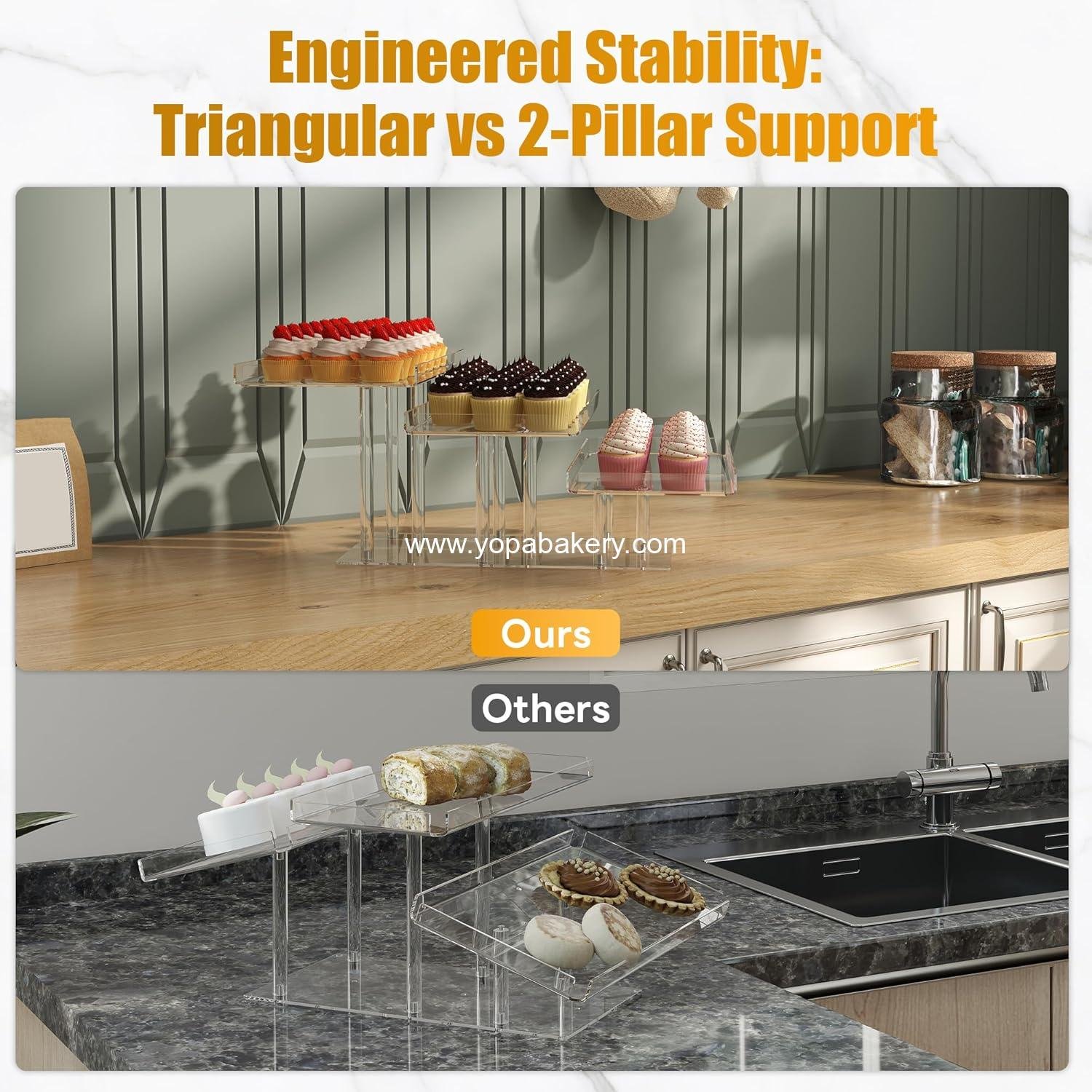 OEM 3 Tier Cupcake Stand, Transparent Acrylic Dessert Display Set, Adjustable Tiered Holder Tower for Baking and Serving at Weddings, Baby Showers, and Birthday Parties - Factory