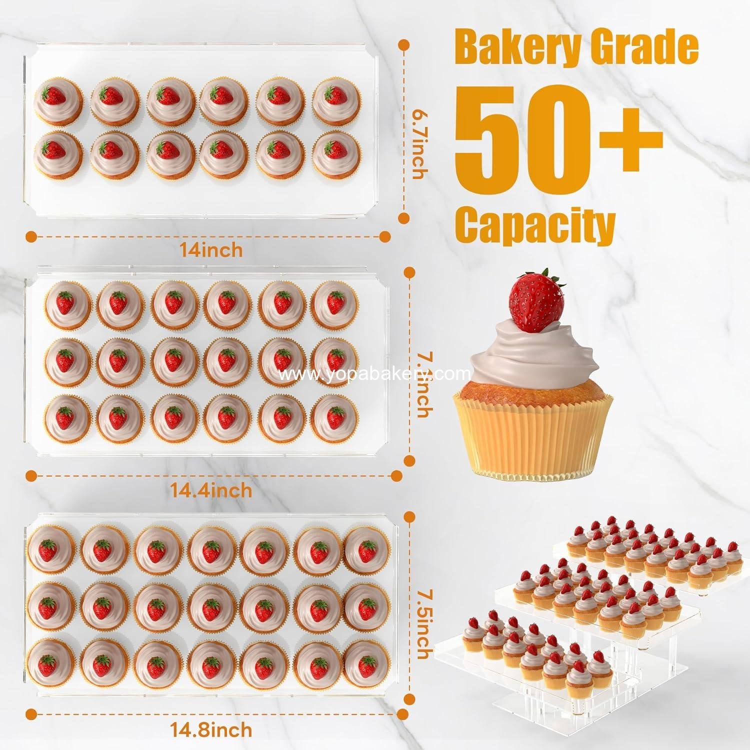 OEM 3 Tier Cupcake Stand, Transparent Acrylic Dessert Display Set, Adjustable Tiered Holder Tower for Baking and Serving at Weddings, Baby Showers, and Birthday Parties - Factory