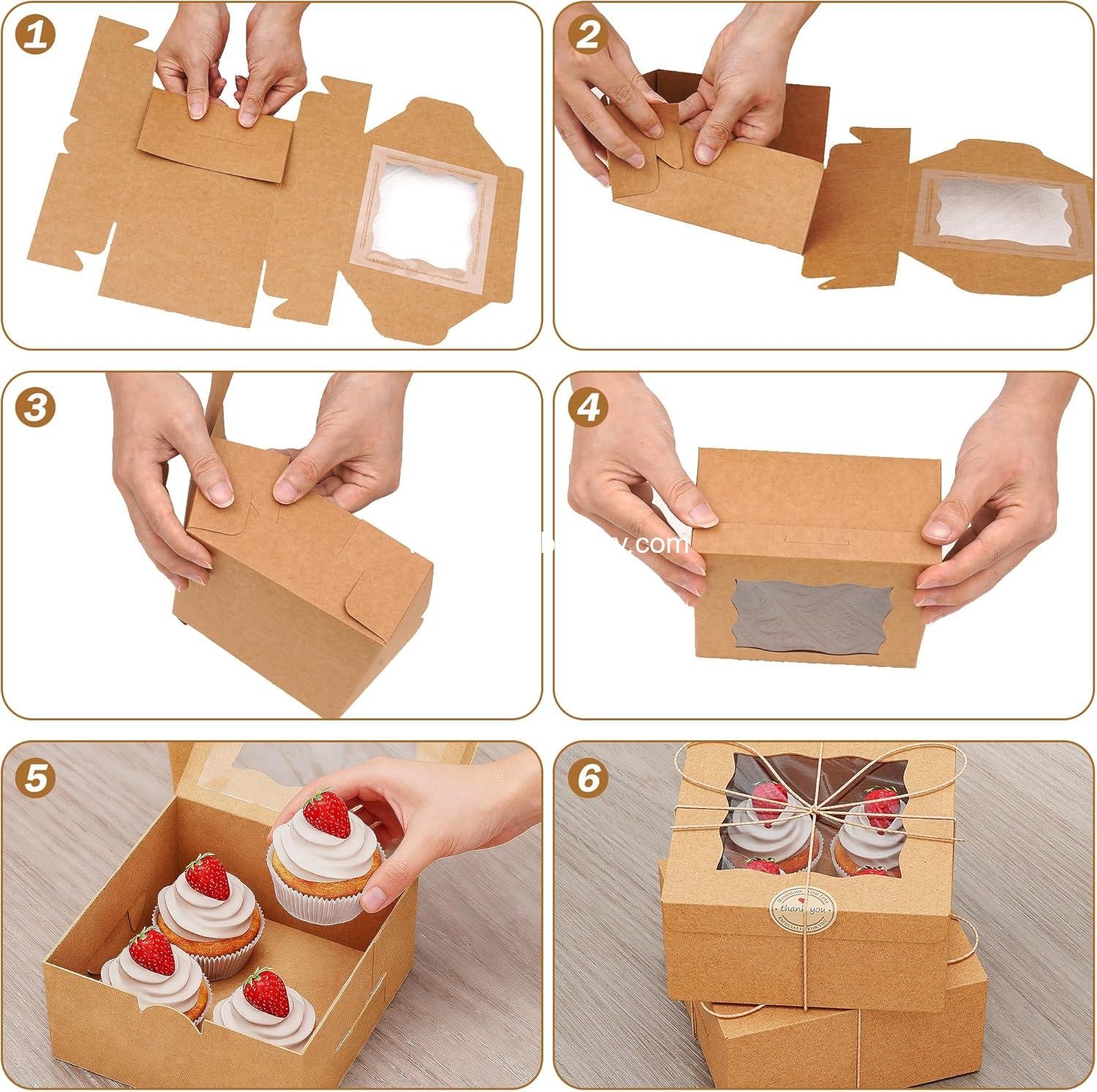 Wholesale 50 Pack Cookie Boxes with Window, 6x6x3 Inches Bakery Boxes for Cookies, Pastries, Desserts, Cakes, Donuts, Macarons, Includes 50 Stickers and 5 Bundles of Twine, Factory Wholesale 50 Pack Cookie Boxes with Window, 6x6x3 Inches Bakery Boxes for Cookies, Pastries, Desserts, Cakes, Donuts, Macarons, Includes 50 Stickers and 5 Bundles of Twine, Factory