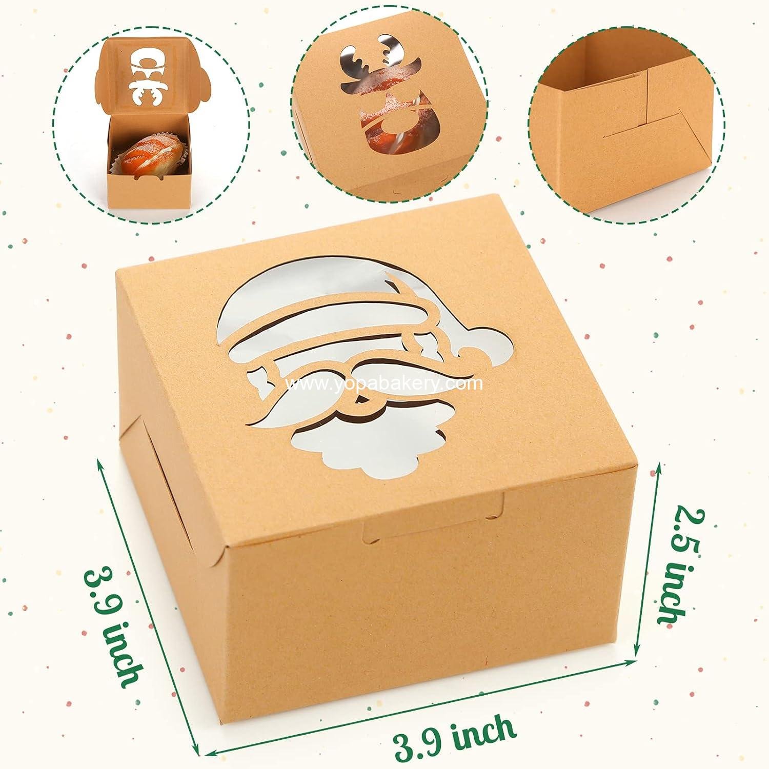 Wholesale Christmas Cookie Boxes, 18 PCS Xmas Cookie Tins with Window, 6 Designs Treat Containers for Pastries, Cupcakes, Muffins, Brownies, Doughnuts - Factory