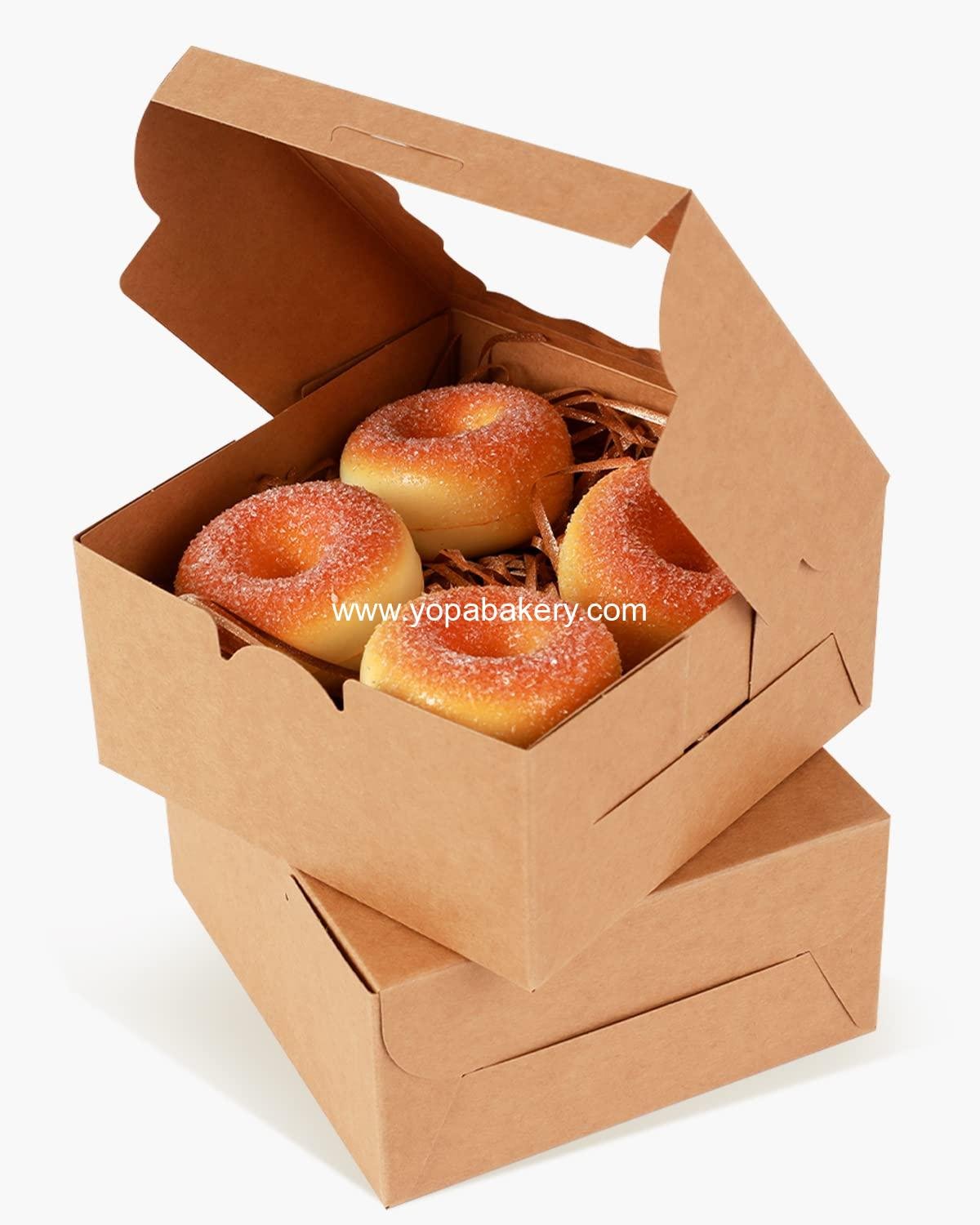 Wholesale Kraft Cookie Boxes with Window - 60 Packs 6x6x3 Brown Bakery Boxes for Cookies, Pastries, Cupcakes, Pies, Donuts Factory