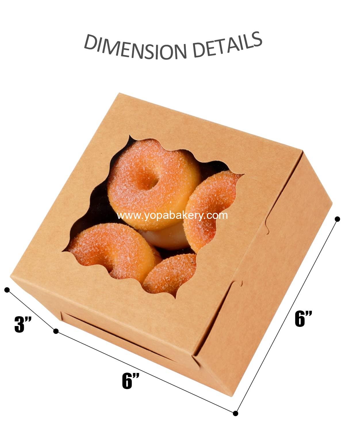 Wholesale Kraft Cookie Boxes with Window - 60 Packs 6x6x3 Brown Bakery Boxes for Cookies, Pastries, Cupcakes, Pies, Donuts Factory