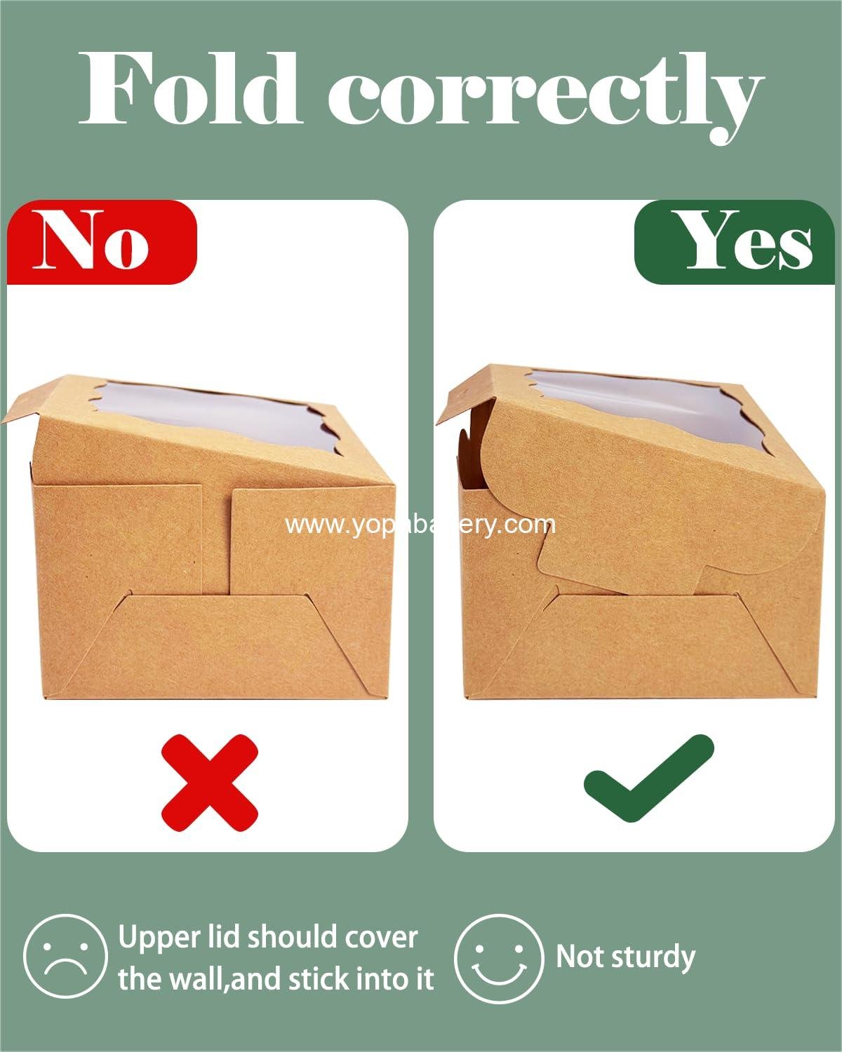 Wholesale Kraft Cookie Boxes with Window - 60 Packs 6x6x3 Brown Bakery Boxes for Cookies, Pastries, Cupcakes, Pies, Donuts Factory