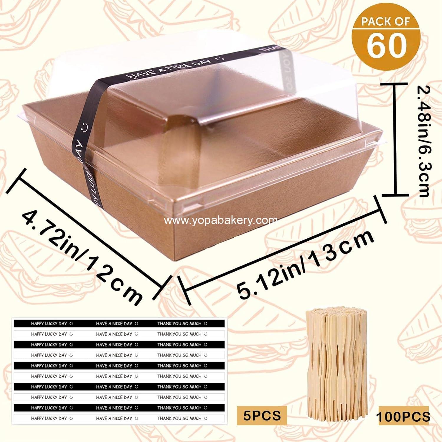 Wholesale Charcuterie Boxes with Clear Lids - 60 Pack Mini Dessert & Treat Boxes with Labels & Forks - Disposable Food Containers for Cookies, Fruits, Sandwiches, Sushi, Salad, Cake Slices (Brown) Factory