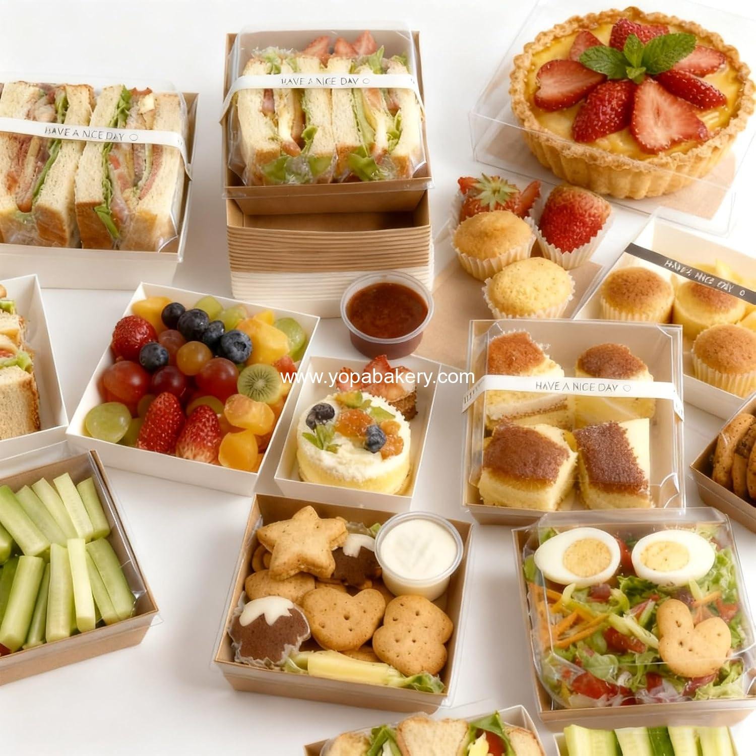 Wholesale Charcuterie Boxes with Clear Lids - 60 Pack Mini Dessert & Treat Boxes with Labels & Forks - Disposable Food Containers for Cookies, Fruits, Sandwiches, Sushi, Salad, Cake Slices (Brown) Factory