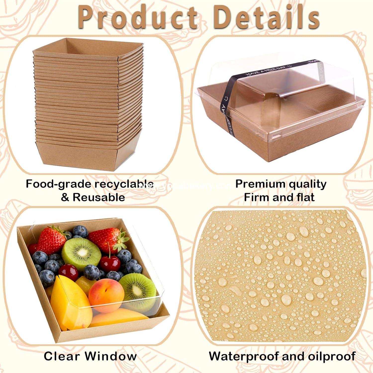 Wholesale Charcuterie Boxes with Clear Lids - 60 Pack Mini Dessert & Treat Boxes with Labels & Forks - Disposable Food Containers for Cookies, Fruits, Sandwiches, Sushi, Salad, Cake Slices (Brown) Factory