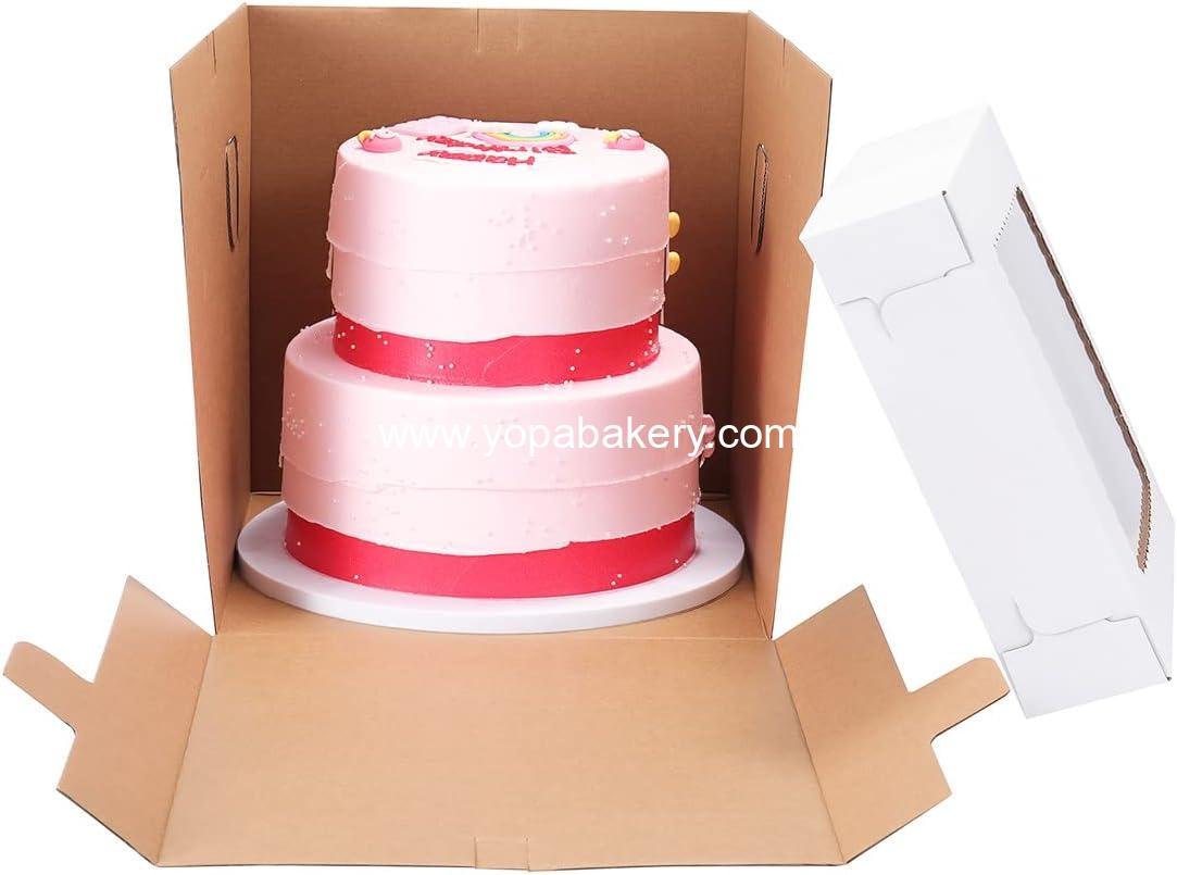 Wholesale Tall Cake Boxes for Tiered Cakes 10x10x10 Inch [10 Pack] Sturdy Bakery Box with Window, White Disposable Cake Carrier, Birthday Cake Containers Factory