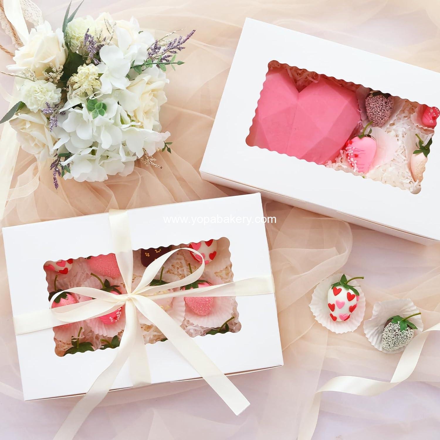 Wholesale 7pcs Cookie Boxes, 12x8x2.5 Inches White Bakery Boxes with 3 Window Styles for Treats, Pastries, and Cake Pops - Manufacturer