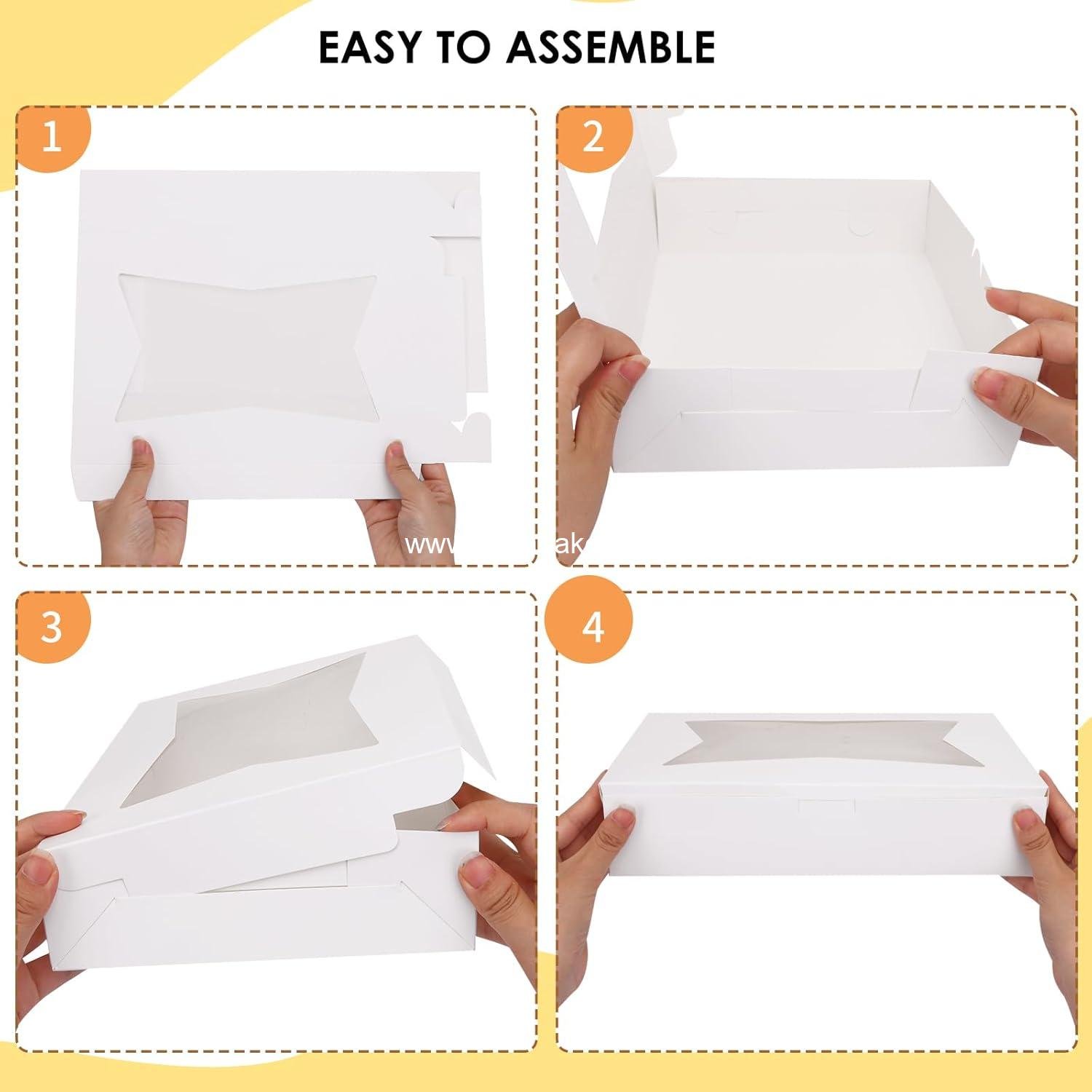 Wholesale 7pcs Cookie Boxes, 12x8x2.5 Inches White Bakery Boxes with 3 Window Styles for Treats, Pastries, and Cake Pops - Manufacturer