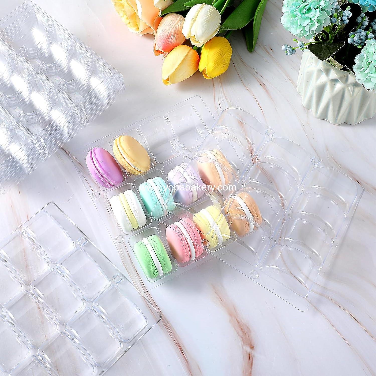 Wholesale 24 Pcs Clear Plastic Macaron Boxes - Macaron Storage Containers, Macaroon Packaging Display Trays for Cookies, Weddings, Party Gifts - Factory
