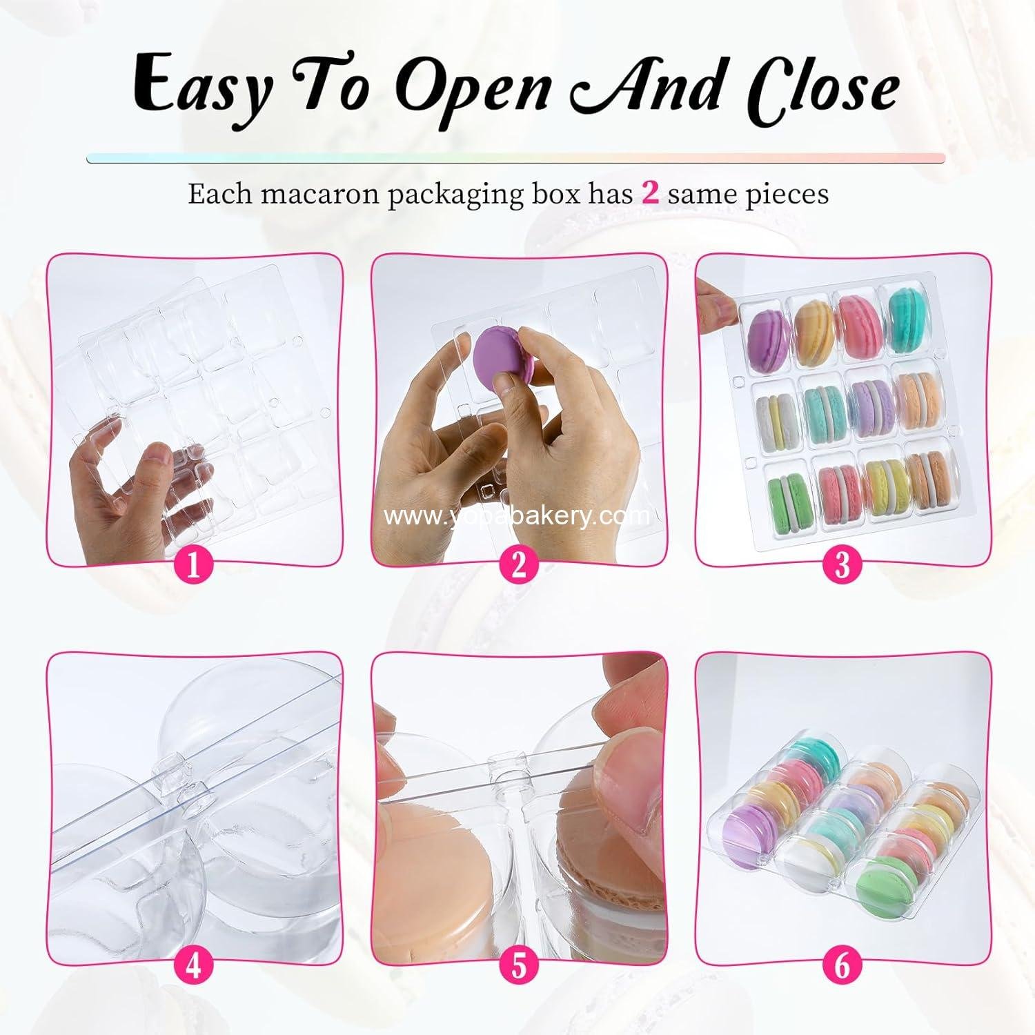 Wholesale 24 Pcs Clear Plastic Macaron Boxes - Macaron Storage Containers, Macaroon Packaging Display Trays for Cookies, Weddings, Party Gifts - Factory