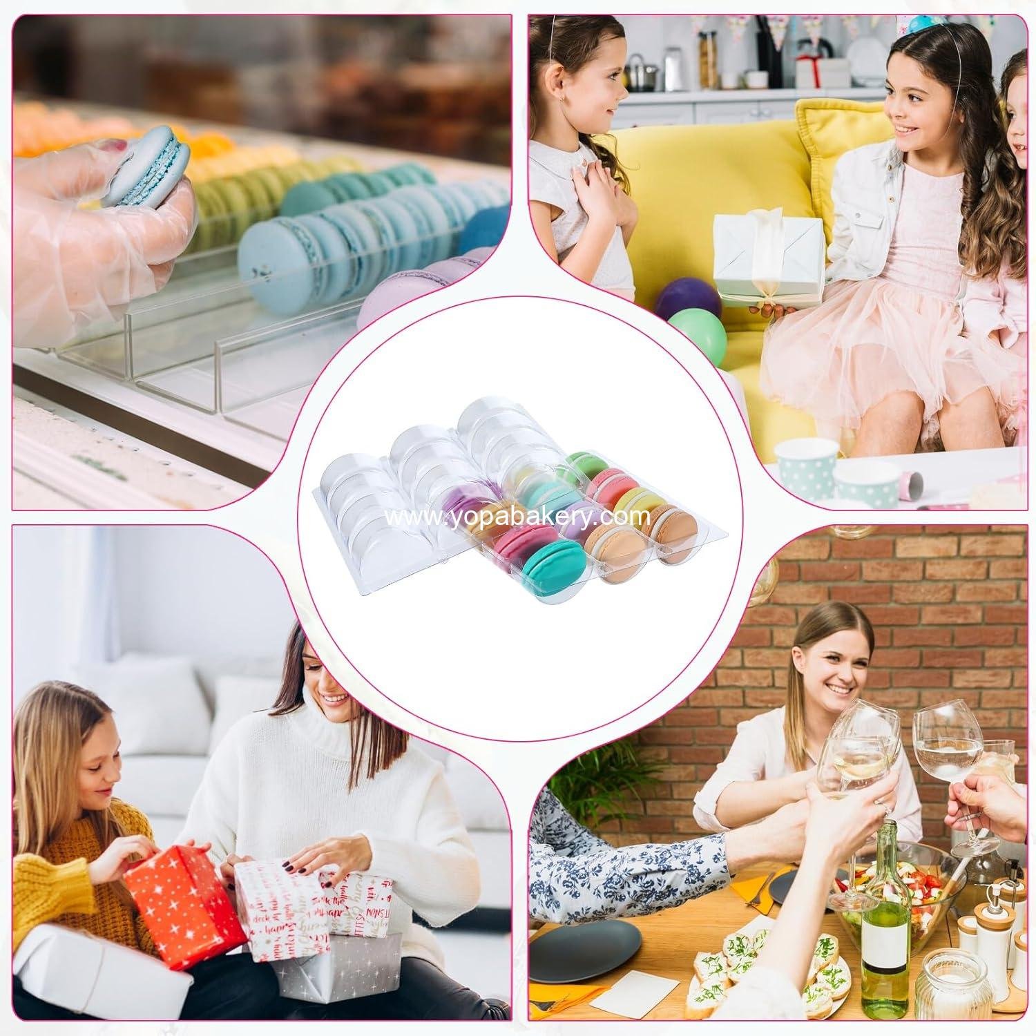 Wholesale 24 Pcs Clear Plastic Macaron Boxes - Macaron Storage Containers, Macaroon Packaging Display Trays for Cookies, Weddings, Party Gifts - Factory