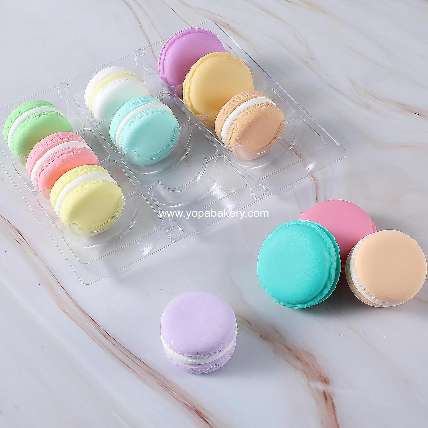 Wholesale 24 Pcs Clear Plastic Macaron Boxes - Macaron Storage Containers, Macaroon Packaging Display Trays for Cookies, Weddings, Party Gifts - Factory