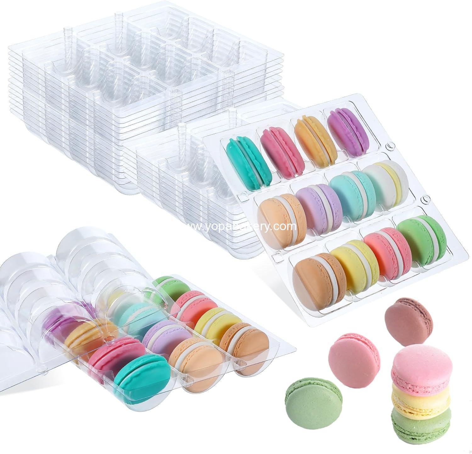 24 Pcs Macaron Boxes for Macarons Clear Plastic Macaron Storage Containers Macaroon Packaging Display Trays for Cookie, Wedding, Party Gifts