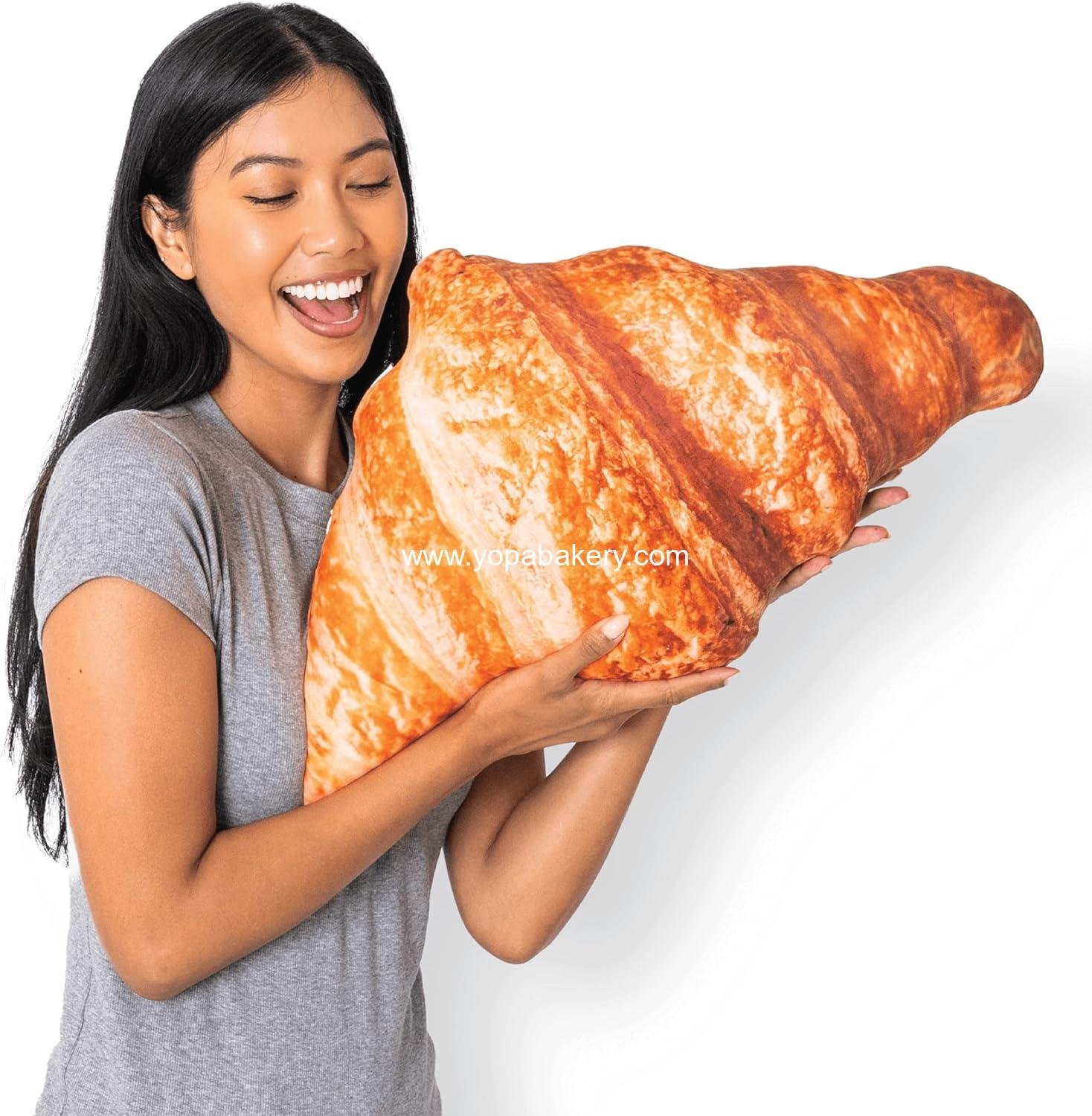 23" 3D Flaky Croissant Throw Pillow - Made with Super Soft & Ultra Premium Fabric - Cute, Comfortable, Plush, Stuffed French Loaf Bread Toast Cushion for Home Decor - Funny Gift - Medium