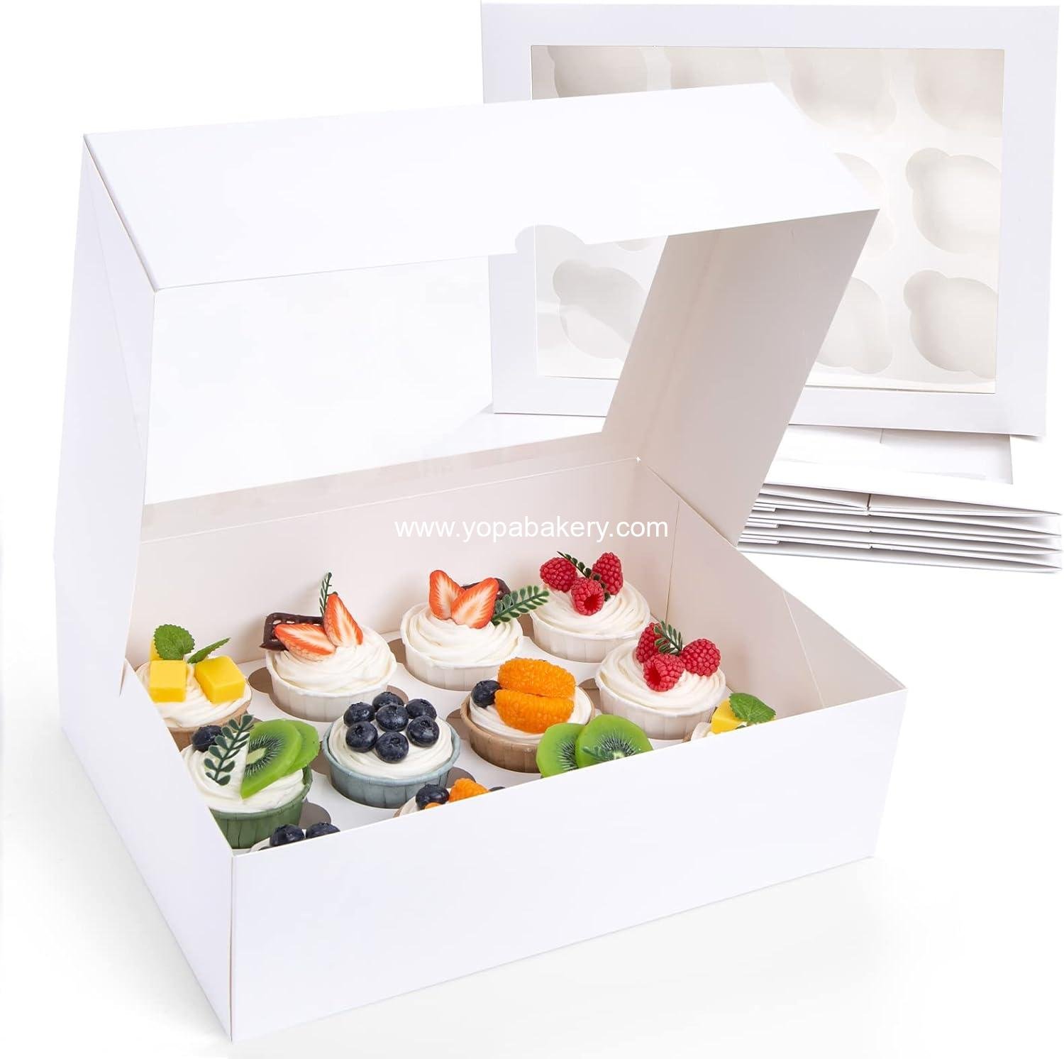 Wholesale 12 Count Cupcake Boxes - 6PCS Window Containers Holding 72 Pastries for Birthday and Holiday Parties - Bakery Supplies 13.2"x9.8"x4" - Manufacturer