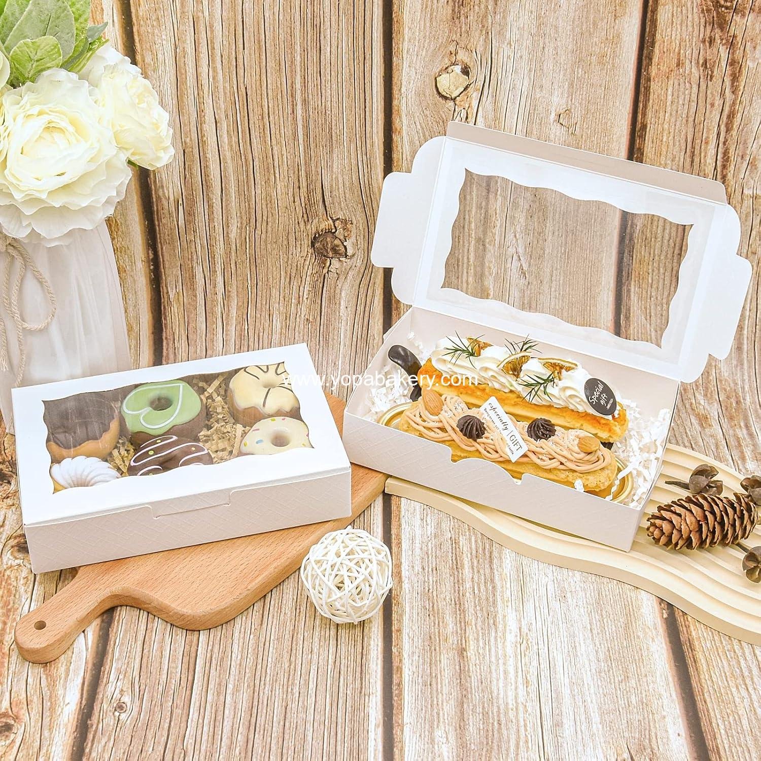 Wholesale 50pcs 7x4.5x1.5 Inches Cookie Boxes with Window - White Dessert, Pastry, and Gift Boxes for Bakery, Macaron, and Strawberry - Manufacturer Wholesale 50pcs 7x4.5x1.5 Inches Cookie Boxes with Window - White Dessert, Pastry, and Gift Boxes for Bakery, Macaron, and Strawberry - Manufacturer