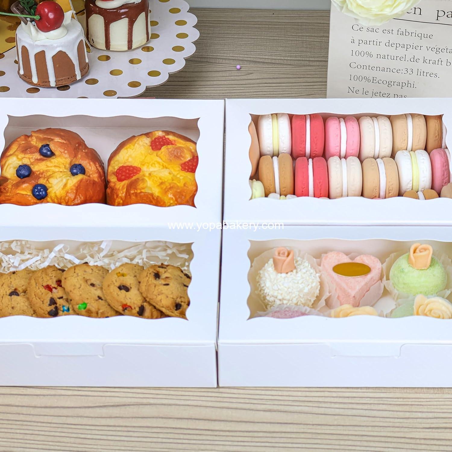 Wholesale 50pcs 7x4.5x1.5 Inches Cookie Boxes with Window - White Dessert, Pastry, and Gift Boxes for Bakery, Macaron, and Strawberry - Manufacturer Wholesale 50pcs 7x4.5x1.5 Inches Cookie Boxes with Window - White Dessert, Pastry, and Gift Boxes for Bakery, Macaron, and Strawberry - Manufacturer