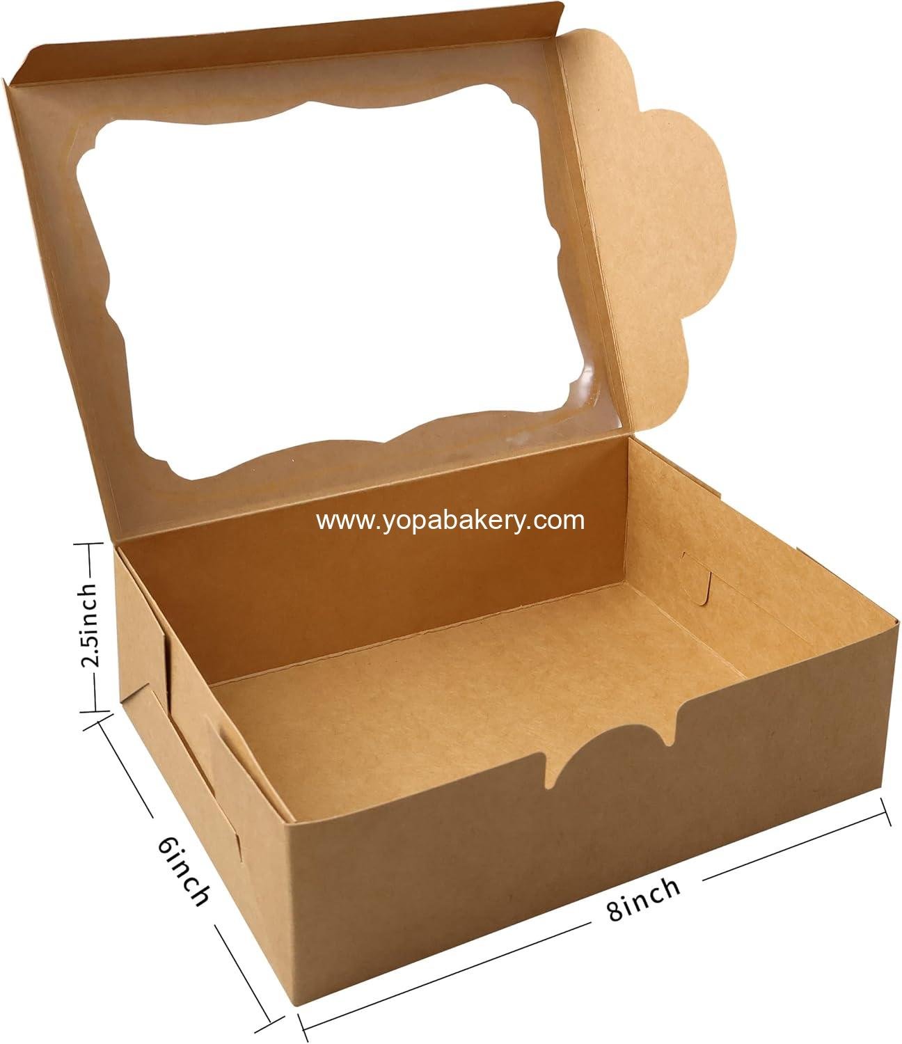 Wholesale 20pcs Brown Bakery Boxes with Window 8x6x2.5 Inches - Cookie, Treat, Dessert, Donut, Muffin Boxes for Pastry, Candy, Small Cake, Cupcake, Gift Giving, Party, Factory