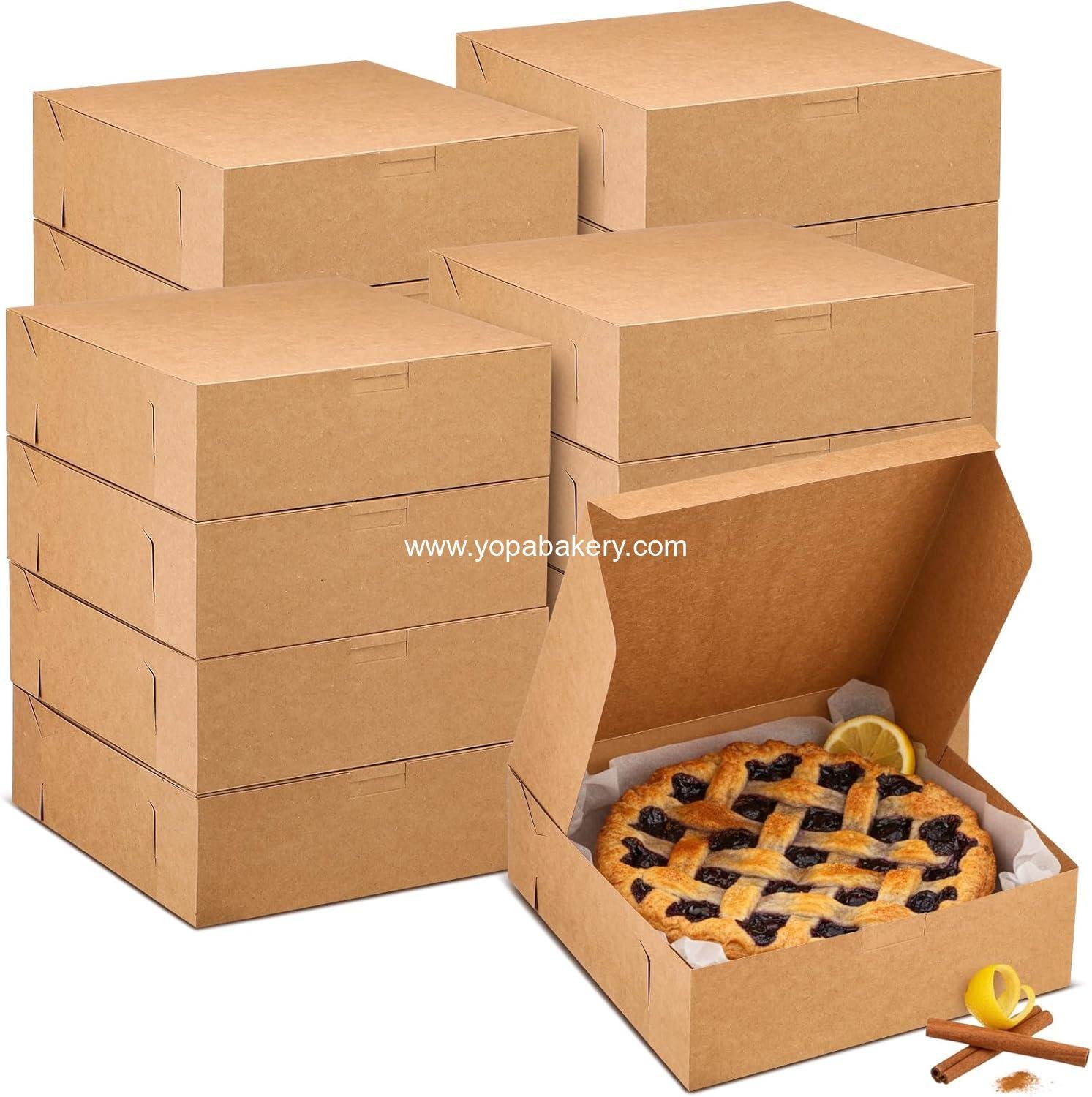 36 Pack Pie Boxes 9" x 9" x 3" Kraft Square Bakery Boxes for Cookies, Cheesecake, Chocolate Covered Strawberries, Dessert Brown Paper Cardboard Container for Treats