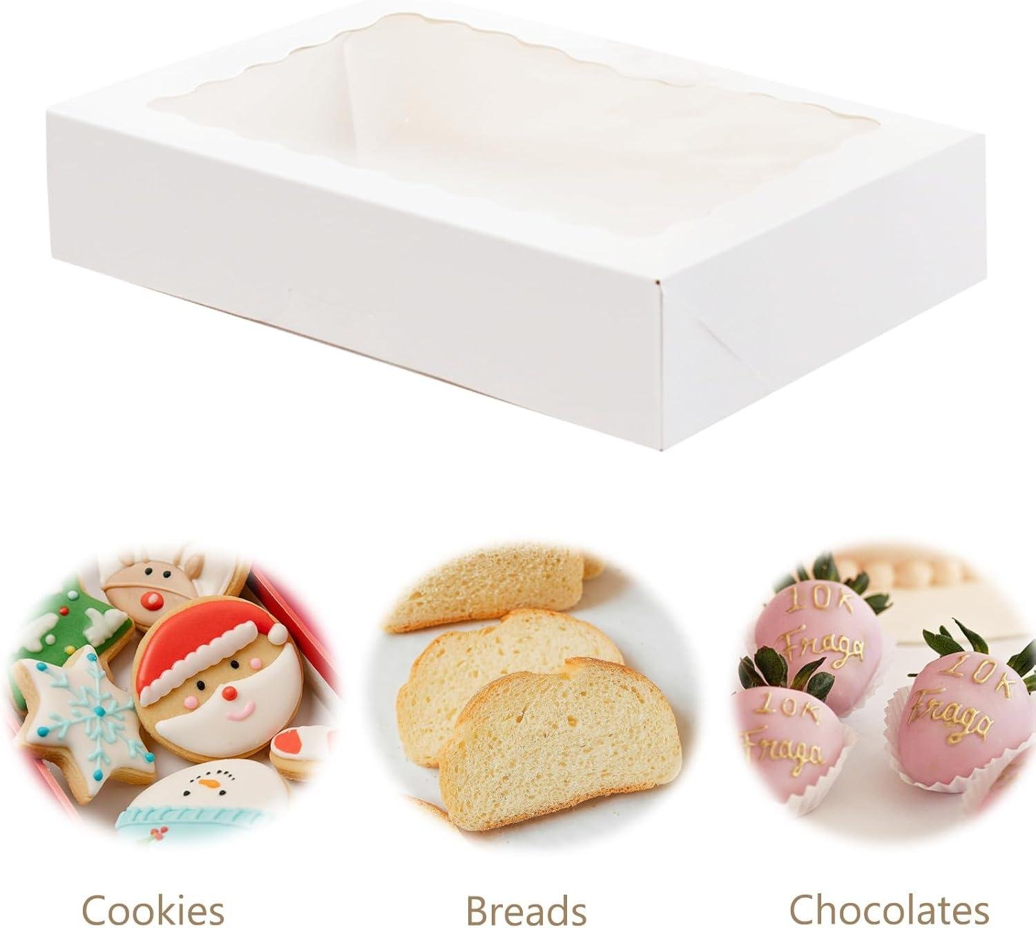 Wholesale Auto-Pop Baking Boxes 20-Pack Large 12'' x 8'' x 2.5'' White Cookie Boxes with Window for Pies Desserts Chocolate Donuts Muffins and Baked Goods Packaging Factory Wholesale Auto-Pop Baking Boxes 20-Pack Large 12'' x 8'' x 2.5'' White Cookie Boxes with Window for Pies Desserts Chocolate Donuts Muffins and Baked Goods Packaging Factory