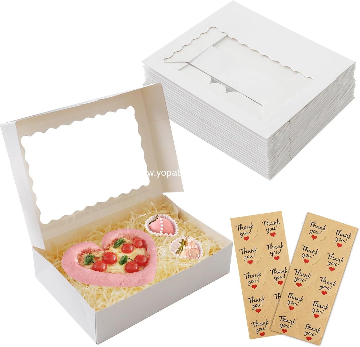 Wholesale Auto-Pop Baking Boxes 20-Pack Large 12'' x 8'' x 2.5'' White Cookie Boxes with Window for Pies Desserts Chocolate Donuts Muffins and Baked Goods Packaging Factory