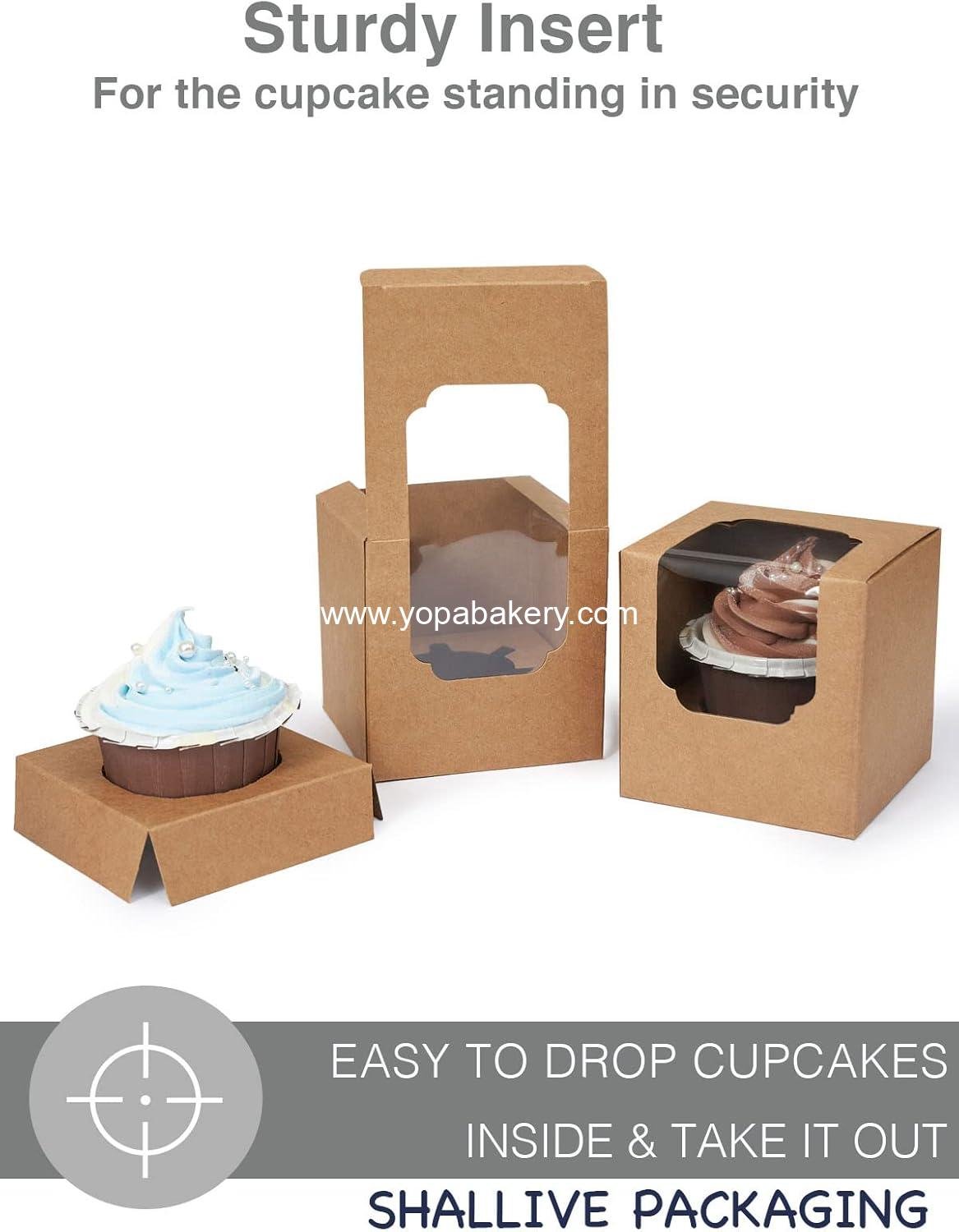 Wholesale Brown Cupcake Boxes - 60 Pcs Individual 3.5