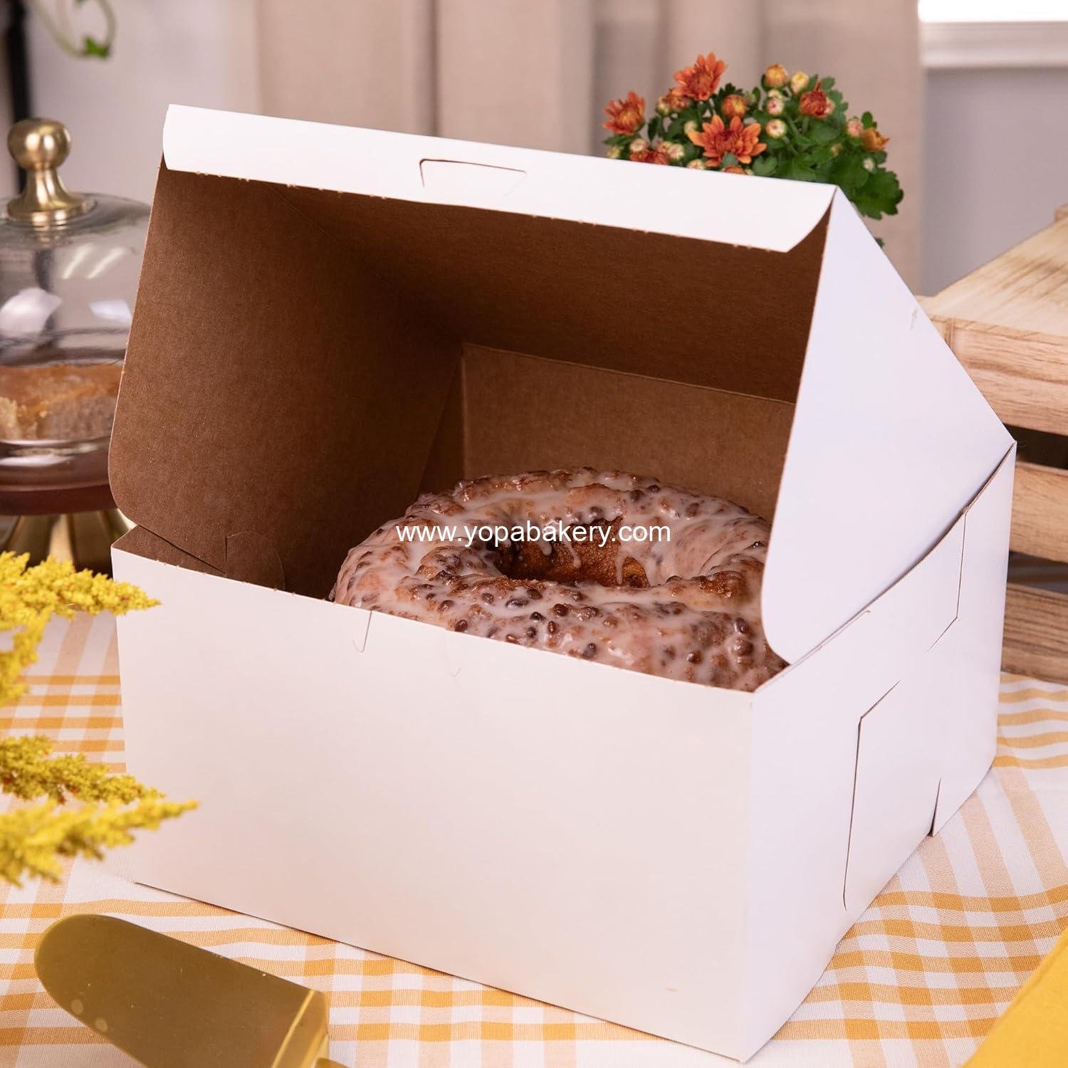 Wholesale Non-Window Lock Corner Bakery Box, Recyclable, Professional Clean Cake and Pastry Boxes, Bulk Pack, 10