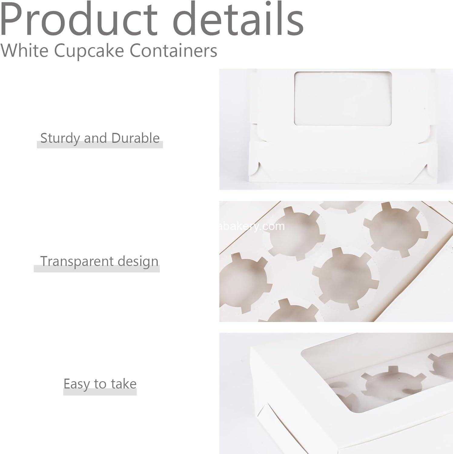 Wholesale 6 Count White Cupcake Boxes, 6 Sets Cupcake Carrier with Window, Holds 36 Pastries for Birthday and Holiday Parties, Bakery Supplies, Manufacturer