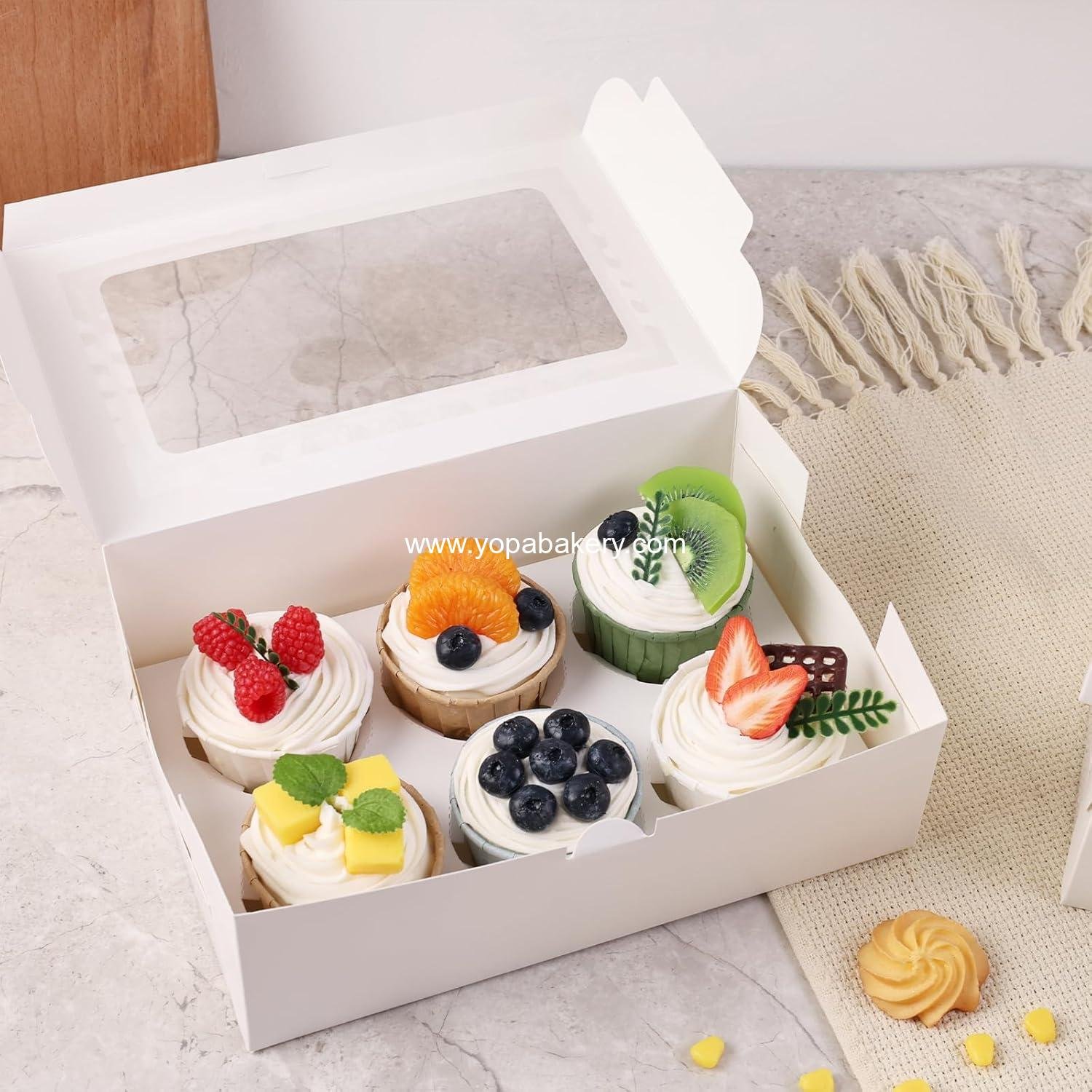 Wholesale 6 Count White Cupcake Boxes, 6 Sets Cupcake Carrier with Window, Holds 36 Pastries for Birthday and Holiday Parties, Bakery Supplies, Manufacturer