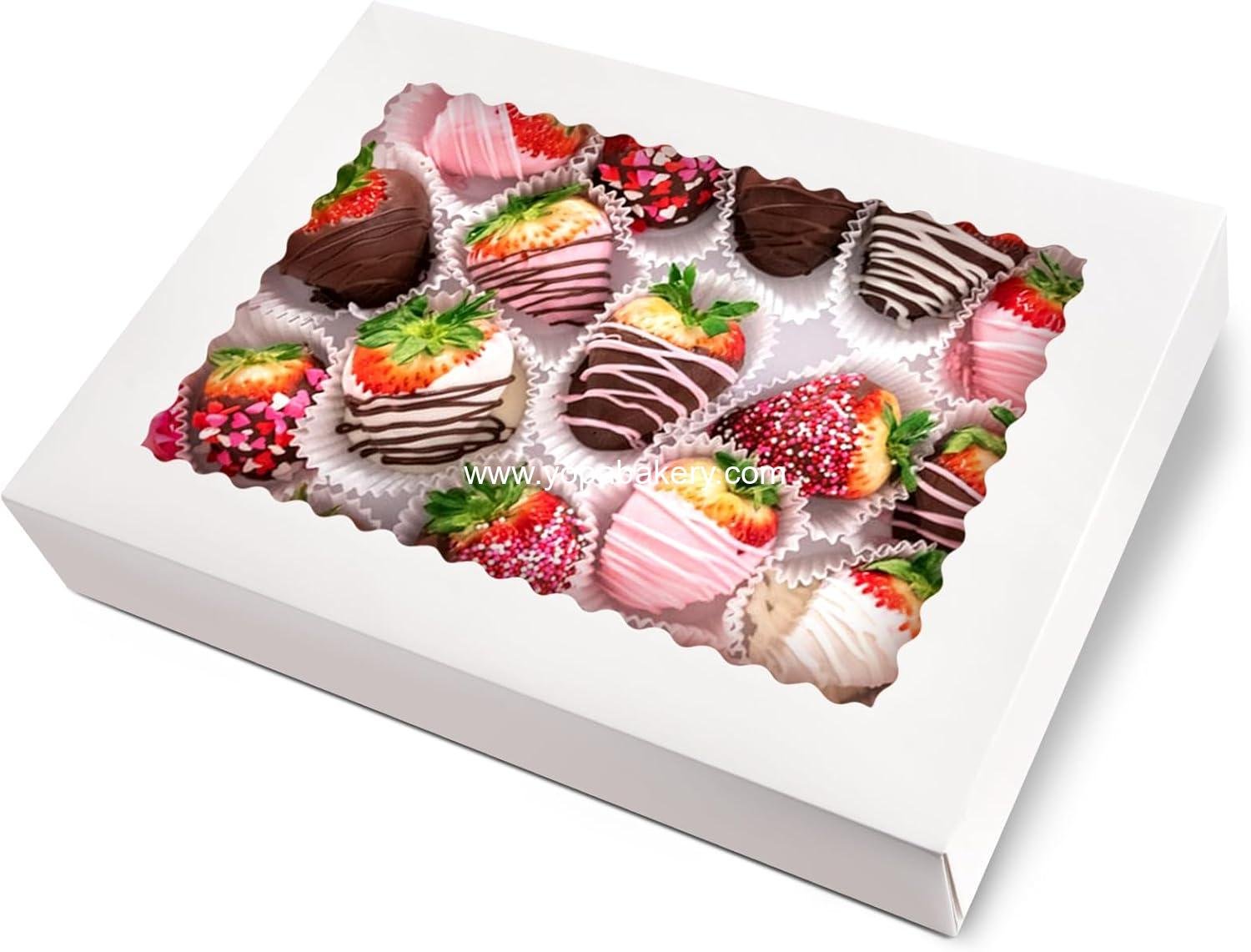 Rarapop 4 Pack Large Cookie Boxes with Window, 16x11x2.5 Inches Auto-Popup Bakery Boxes Treat Boxes for Pastries, Donuts, Pies, Muffins