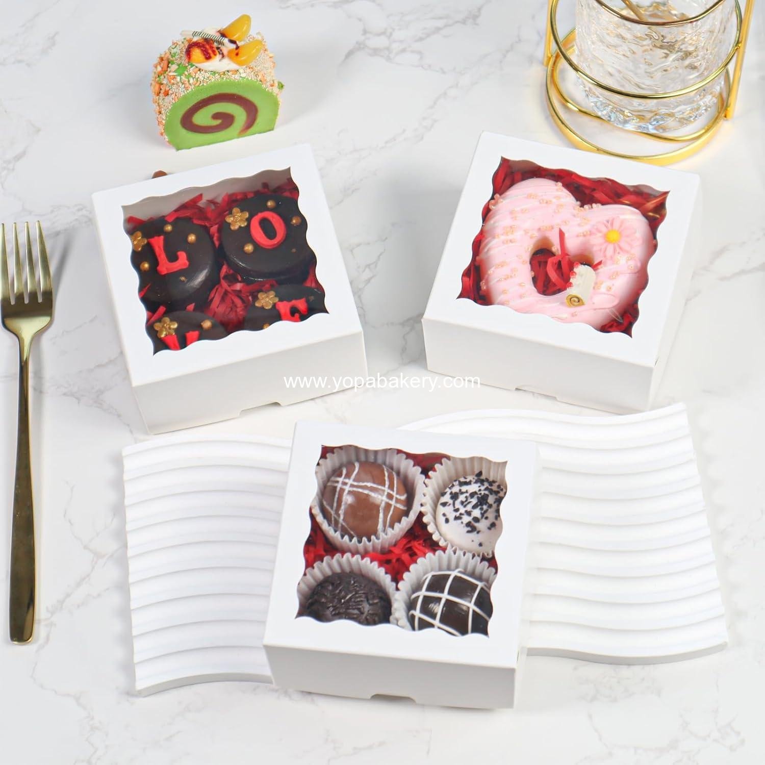 Wholesale 40pcs 4x4x2 Inch Pastry Bakery Boxes with Window for Truffles and Cookies - Factory Wholesale 40pcs 4x4x2 Inch Pastry Bakery Boxes with Window for Truffles and Cookies - Factory