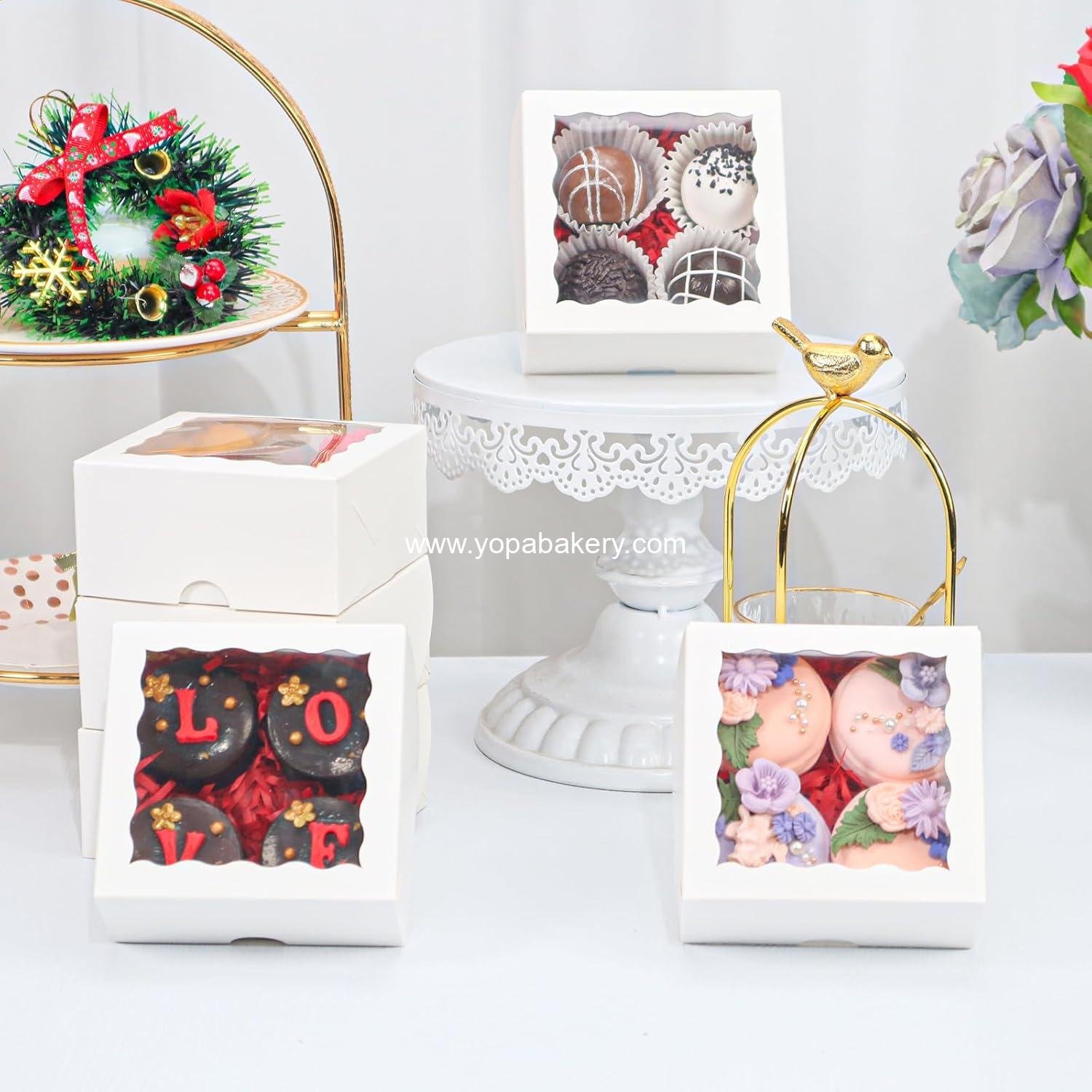 Wholesale 40pcs 4x4x2 Inch Pastry Bakery Boxes with Window for Truffles and Cookies - Factory Wholesale 40pcs 4x4x2 Inch Pastry Bakery Boxes with Window for Truffles and Cookies - Factory