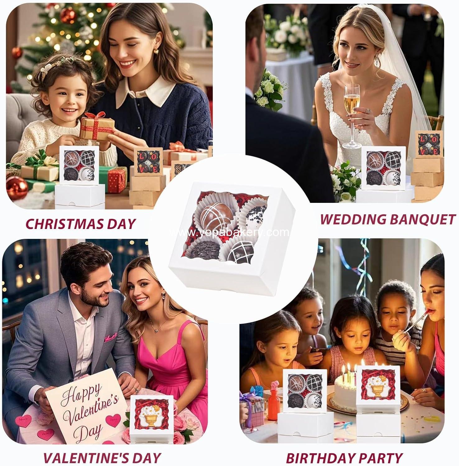 Wholesale 40pcs 4x4x2 Inch Pastry Bakery Boxes with Window for Truffles and Cookies - Factory Wholesale 40pcs 4x4x2 Inch Pastry Bakery Boxes with Window for Truffles and Cookies - Factory