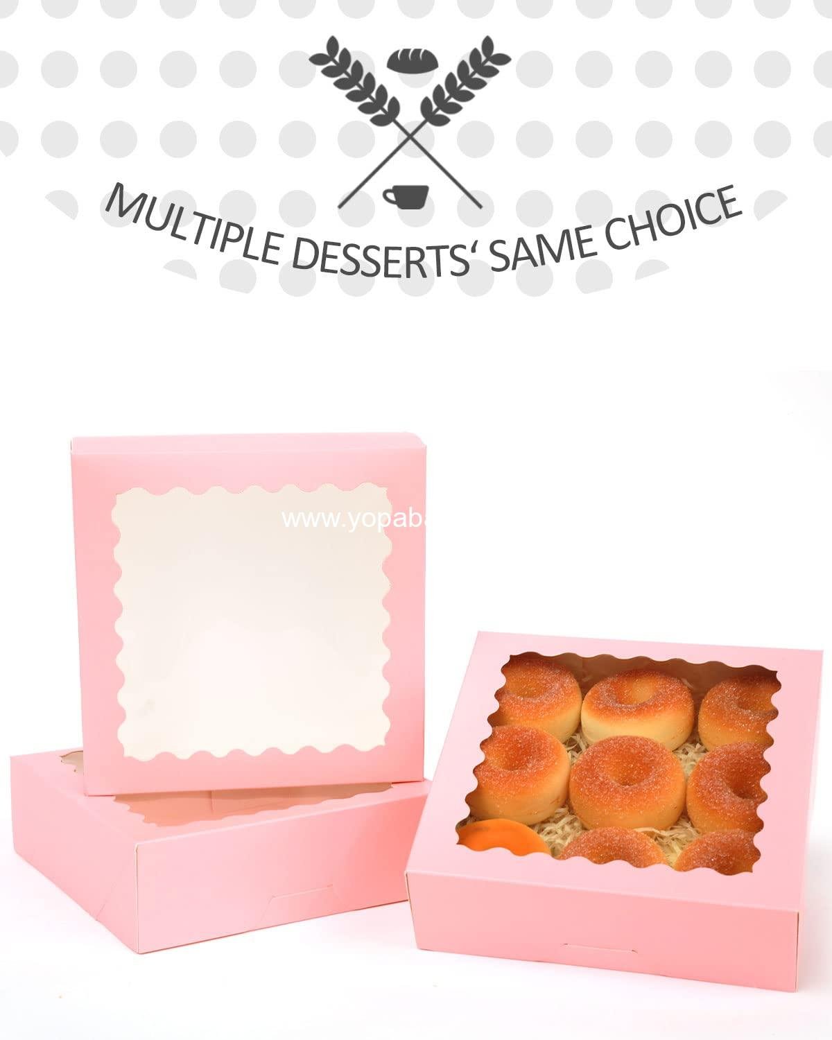 Wholesale Auto-Pop Up Pink Bakery Boxes 50 Packs Pastry Box 8x8x2.5 Inch Pie Boxes with Window Factory Wholesale Auto-Pop Up Pink Bakery Boxes 50 Packs Pastry Box 8x8x2.5 Inch Pie Boxes with Window Factory