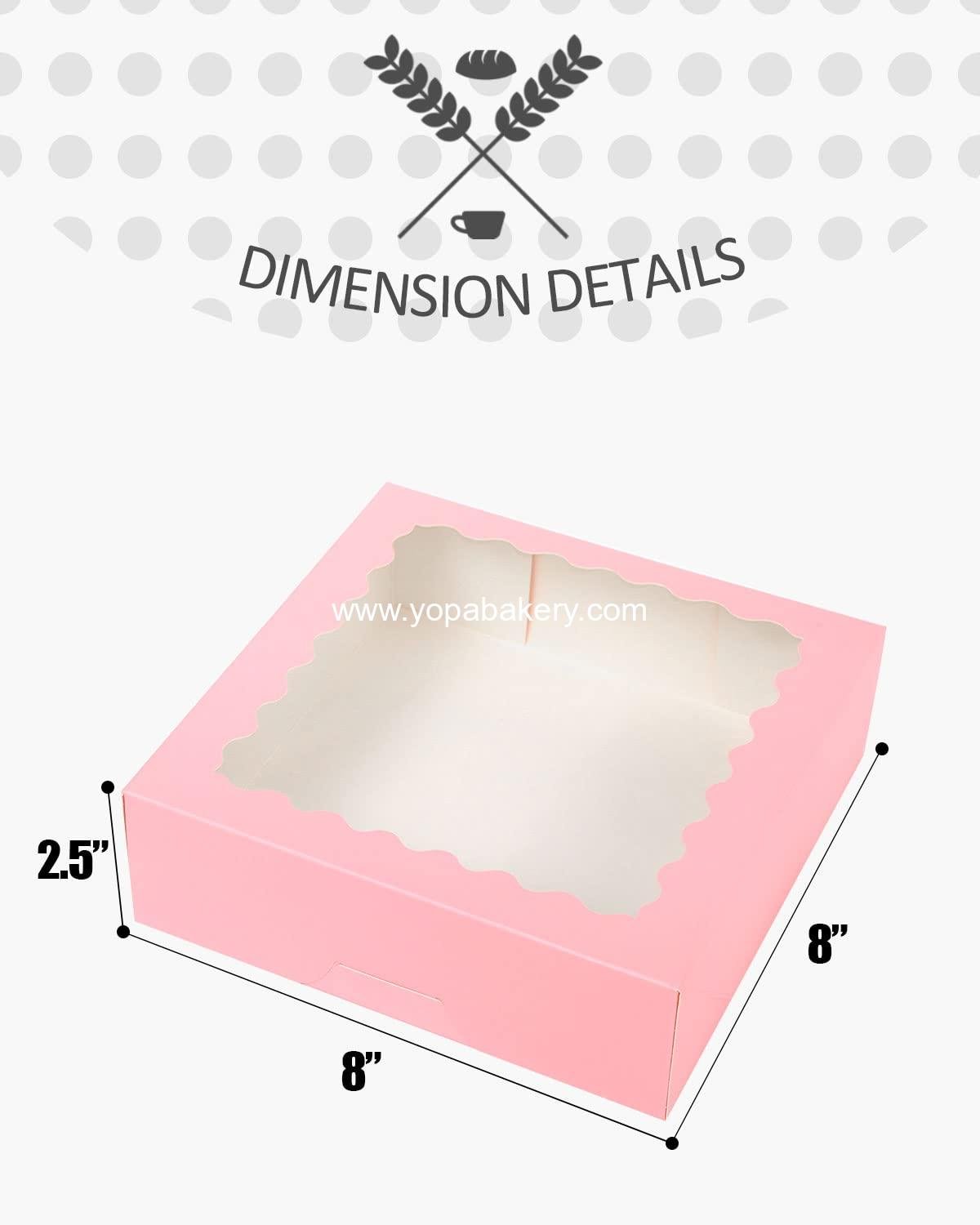 Wholesale Auto-Pop Up Pink Bakery Boxes 50 Packs Pastry Box 8x8x2.5 Inch Pie Boxes with Window Factory Wholesale Auto-Pop Up Pink Bakery Boxes 50 Packs Pastry Box 8x8x2.5 Inch Pie Boxes with Window Factory