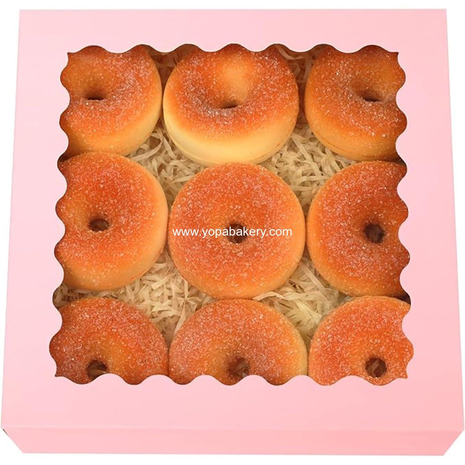 Wholesale Auto-Pop Up Pink Bakery Boxes 50 Packs Pastry Box 8x8x2.5 Inch Pie Boxes with Window Factory