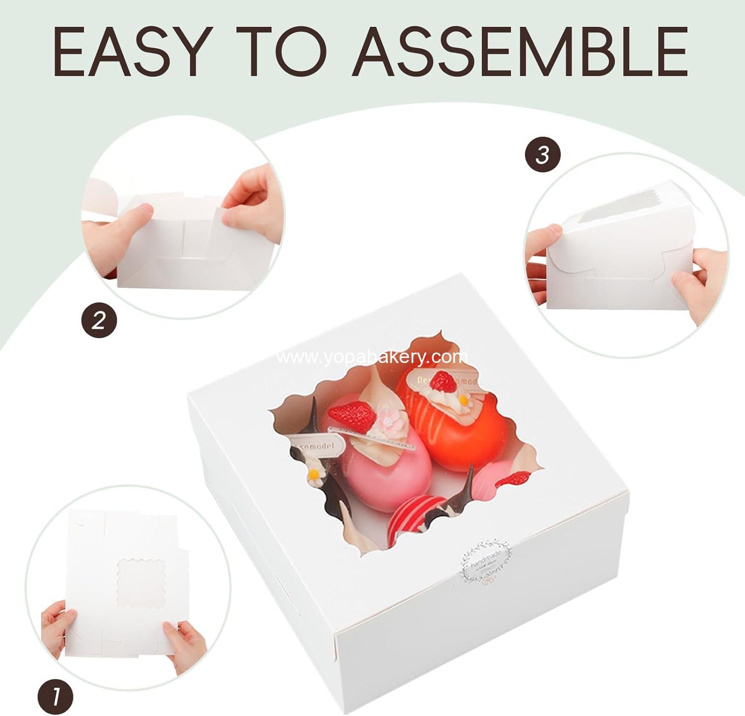 Wholesale 50pcs 6x6x3 Inch White Bakery Boxes with Window for Valentine's Day Treats, Ideal for Cookies, Small Pies, Chocolate-Covered Strawberries, Cupcakes, and Pastries - Factory Wholesale 50pcs 6x6x3 Inch White Bakery Boxes with Window for Valentine's Day Treats, Ideal for Cookies, Small Pies, Chocolate-Covered Strawberries, Cupcakes, and Pastries - Factory