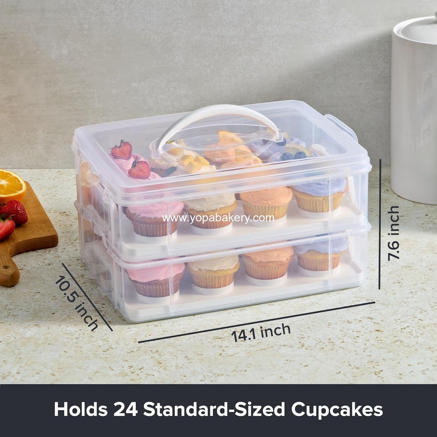 Wholesale 2-Layer 24 Cupcake Carrier with Lid and Handle, Detachable Plastic Storage Container, Freezer Dishwasher Microwave Safe - Factory